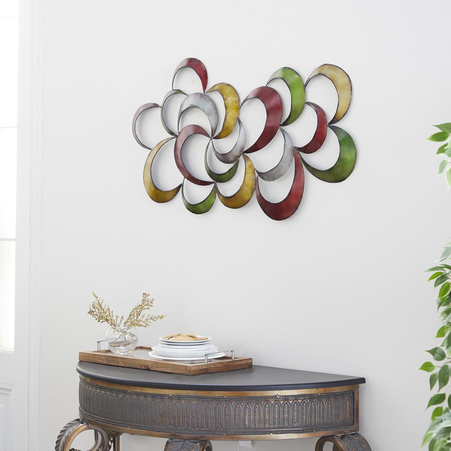 Multicolored Abstract Pinwheel Metal Wall Sculpture