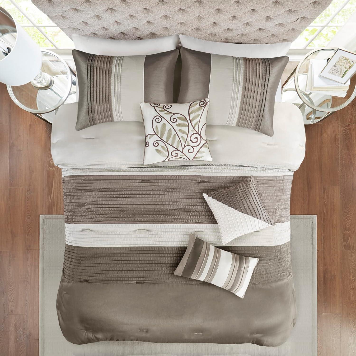 Madison Park Amherst 7 Piece Striped and Pleated Comforter Set