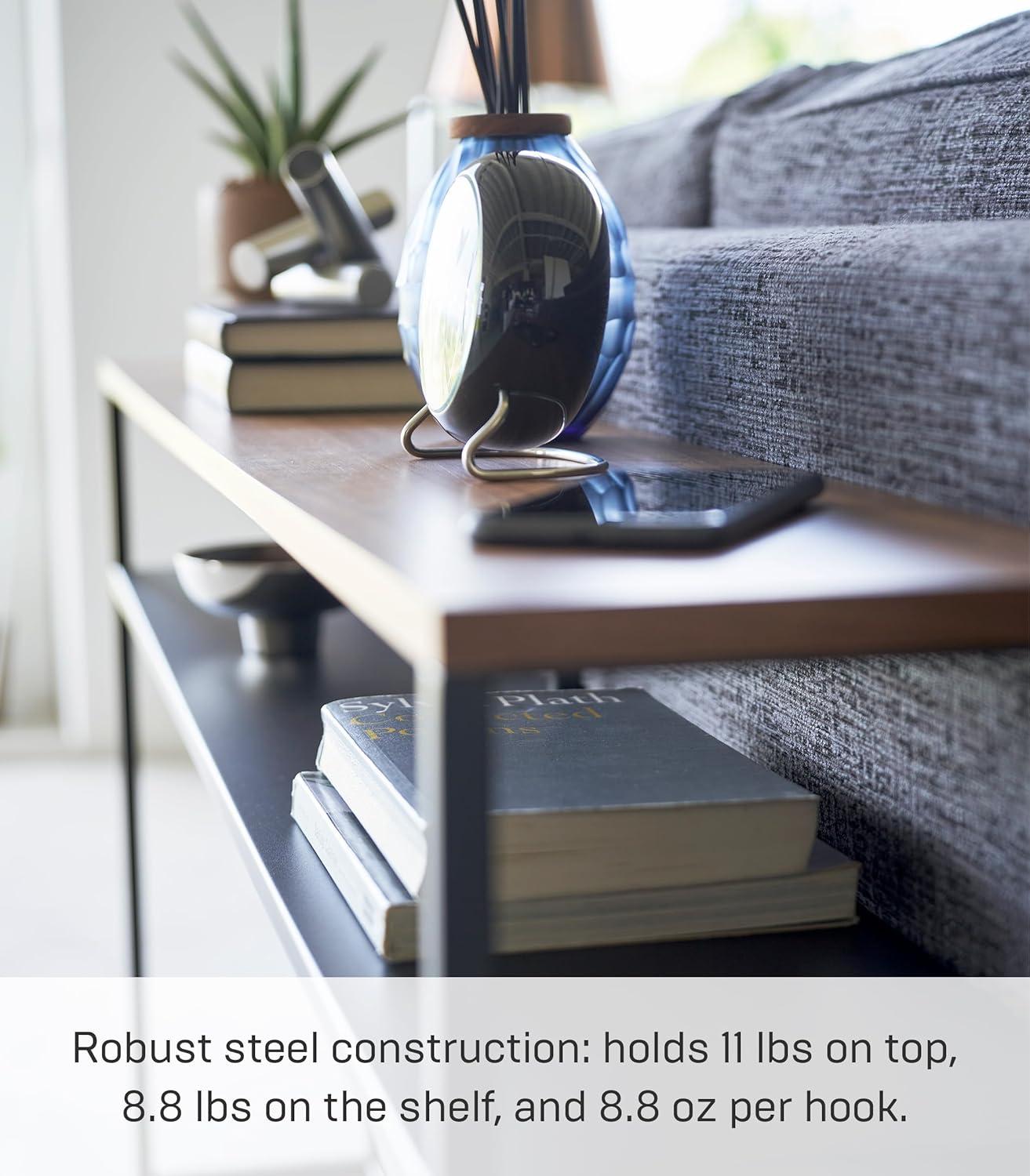 Yamazaki Home Yamazaki Home Tower Long Console Table For Entryway Or Hallways, Narrow Behind Sofa Table With Wooden Top And Metal Shelf - Shelf, 26" - Steel