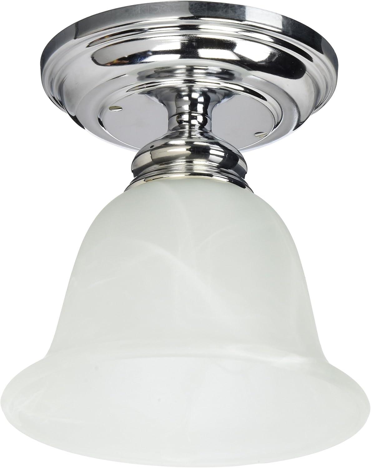 Essex Polished Chrome 6.25" Flush Mount Ceiling Light with Alabaster Glass