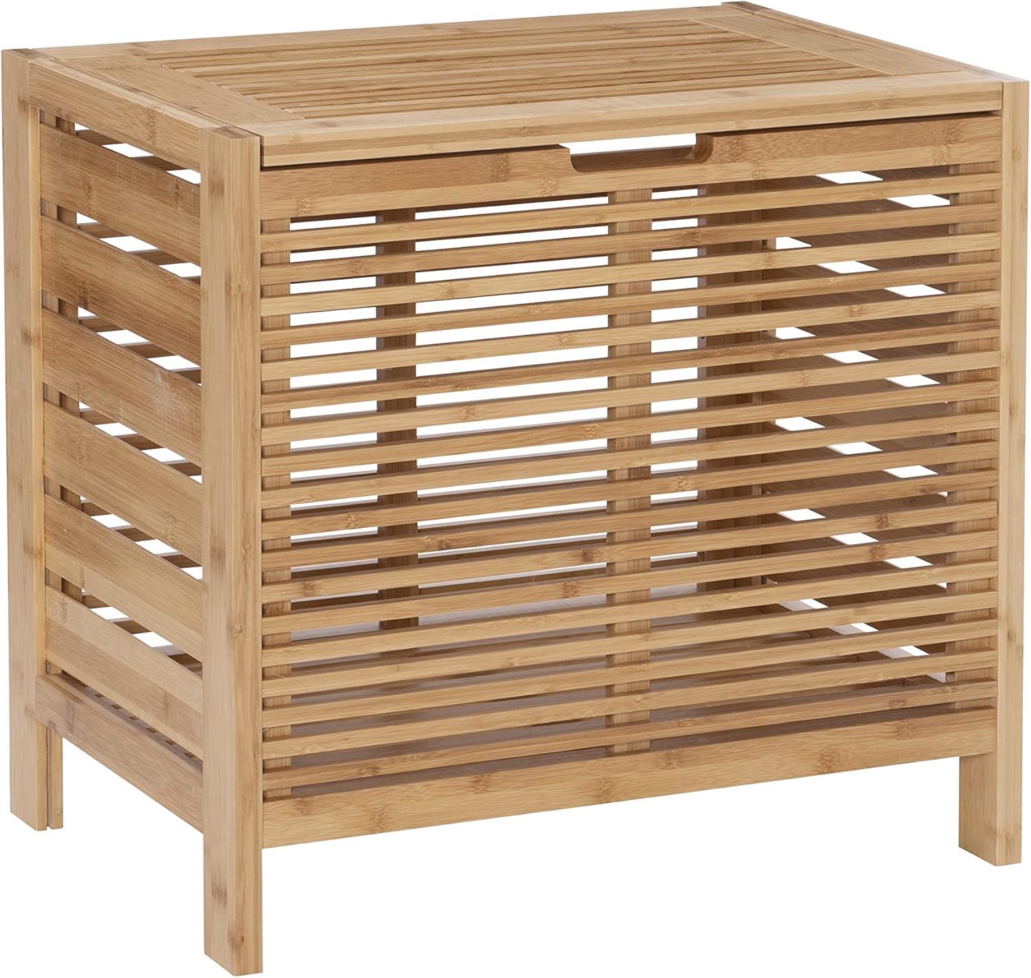 Bracken Natural Bamboo Upright Hamper with Safety Lid