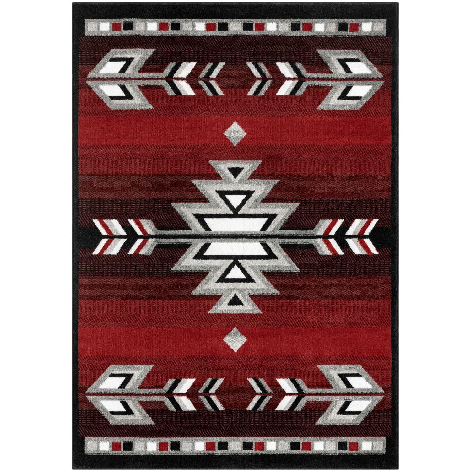 Home Dynamix Premium Sagrada Southwestern Geometric Area Rug, Red/Grey, 5'2"x7'4"