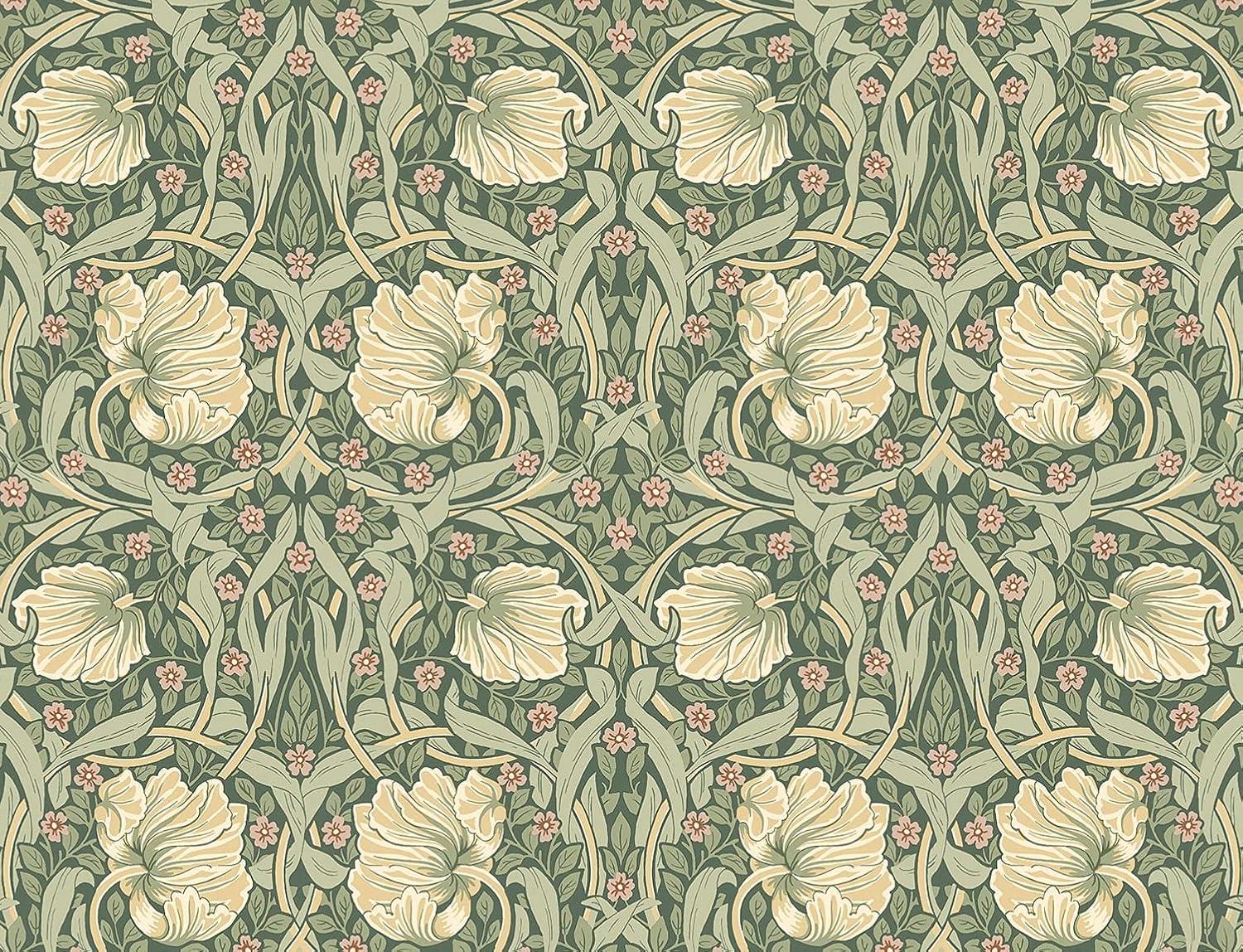 NextWall Pimpernel Floral Peel and Stick Wallpaper: Vintage Green Botanical Vinyl, Repositionable & Washable, 40.5 Sq Ft Coverage