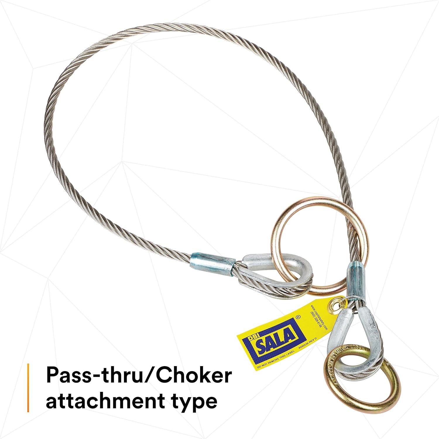 3M DBI-SALA 5900550 Anchorage Connector, 4' Cable Tie-Off Adaptor, Pass-Thru Type, Silver