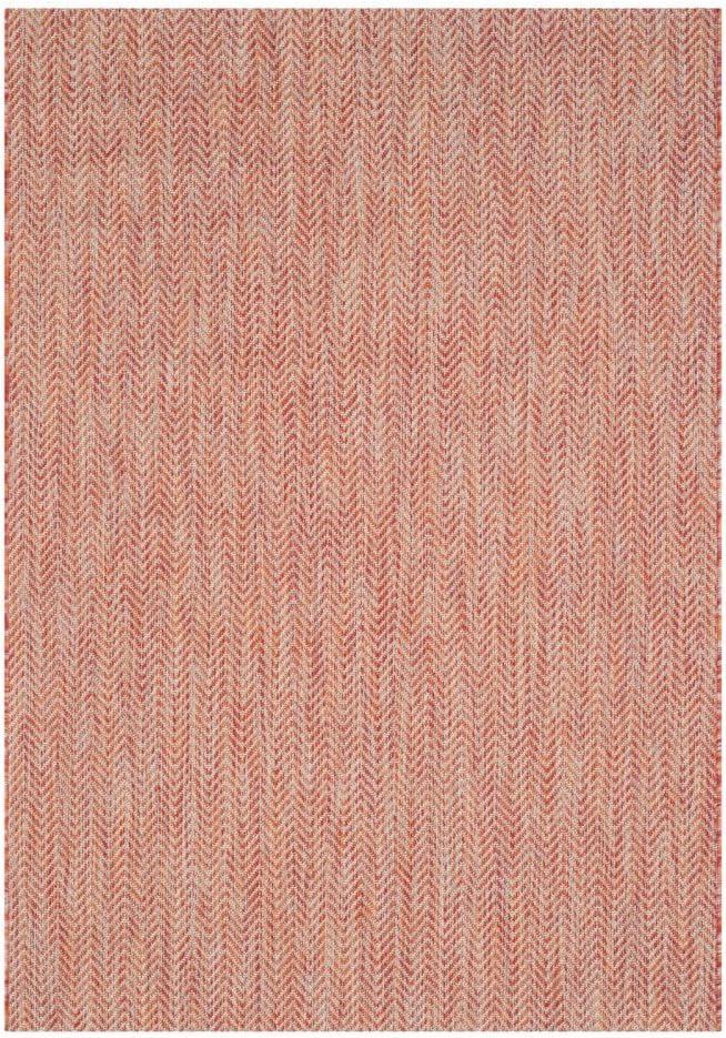 SAFAVIEH Courtyard Morven Chevron Stripes Indoor/Outdoor Area Rug, 2'7" x 5', Red/Beige