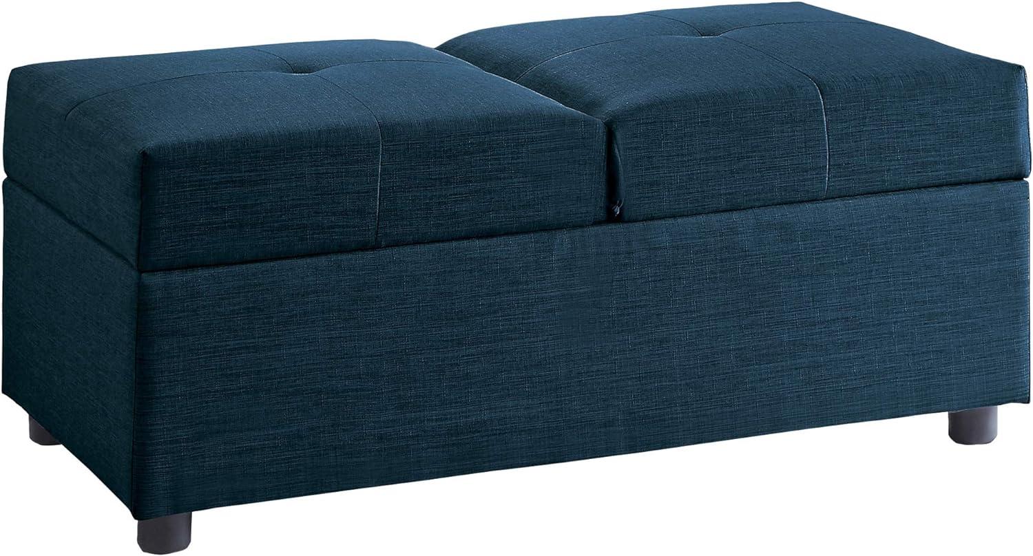 Destry Modern Blue Tufted Convertible Storage Ottoman Chair