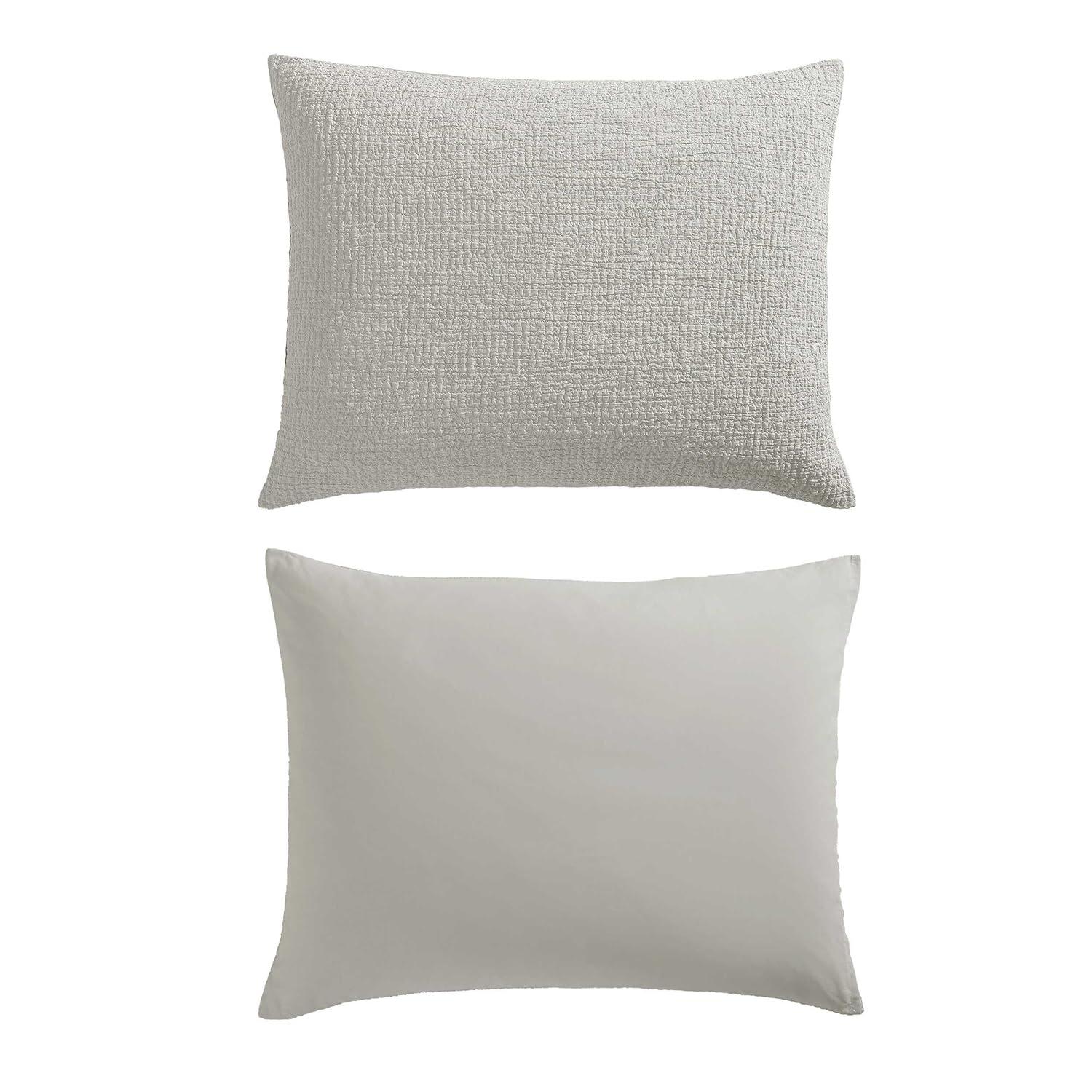 Vera Wang Puckered Texture Cotton Grey Duvet Cover Set | Wayfair