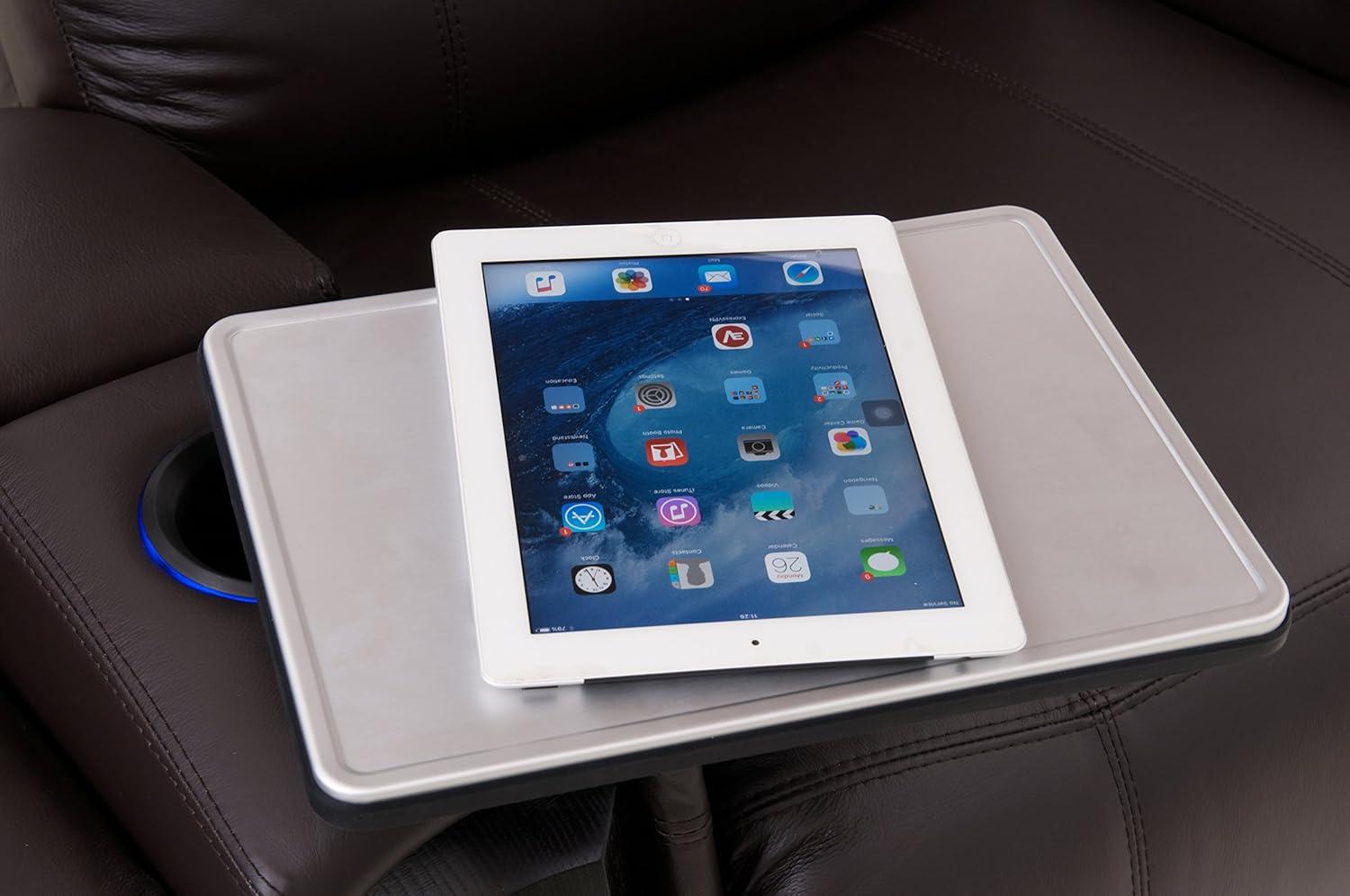 Brushed Aluminum Swivel Tray Table for Recliners