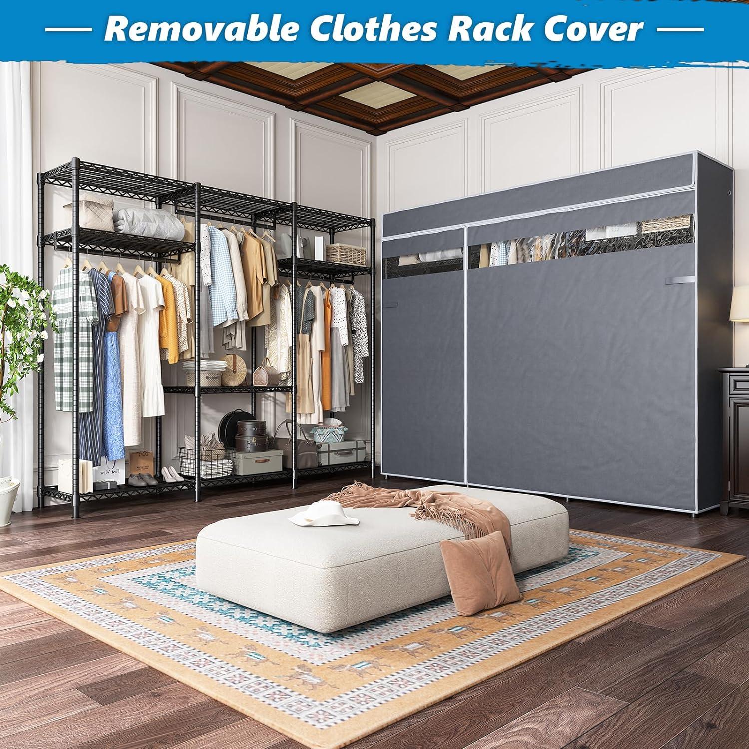 Gray Heavy Duty Freestanding Wire Closet with Cover