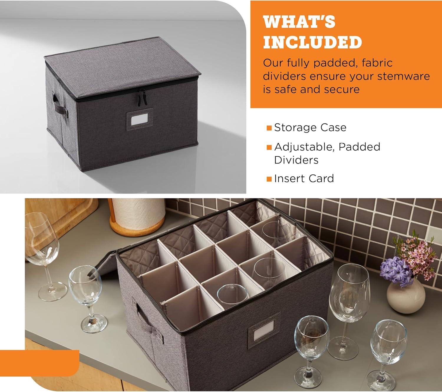 Storagelab China Storage Set, Hard Shell and Stackable, Felt Plate Dividers Included, Gray