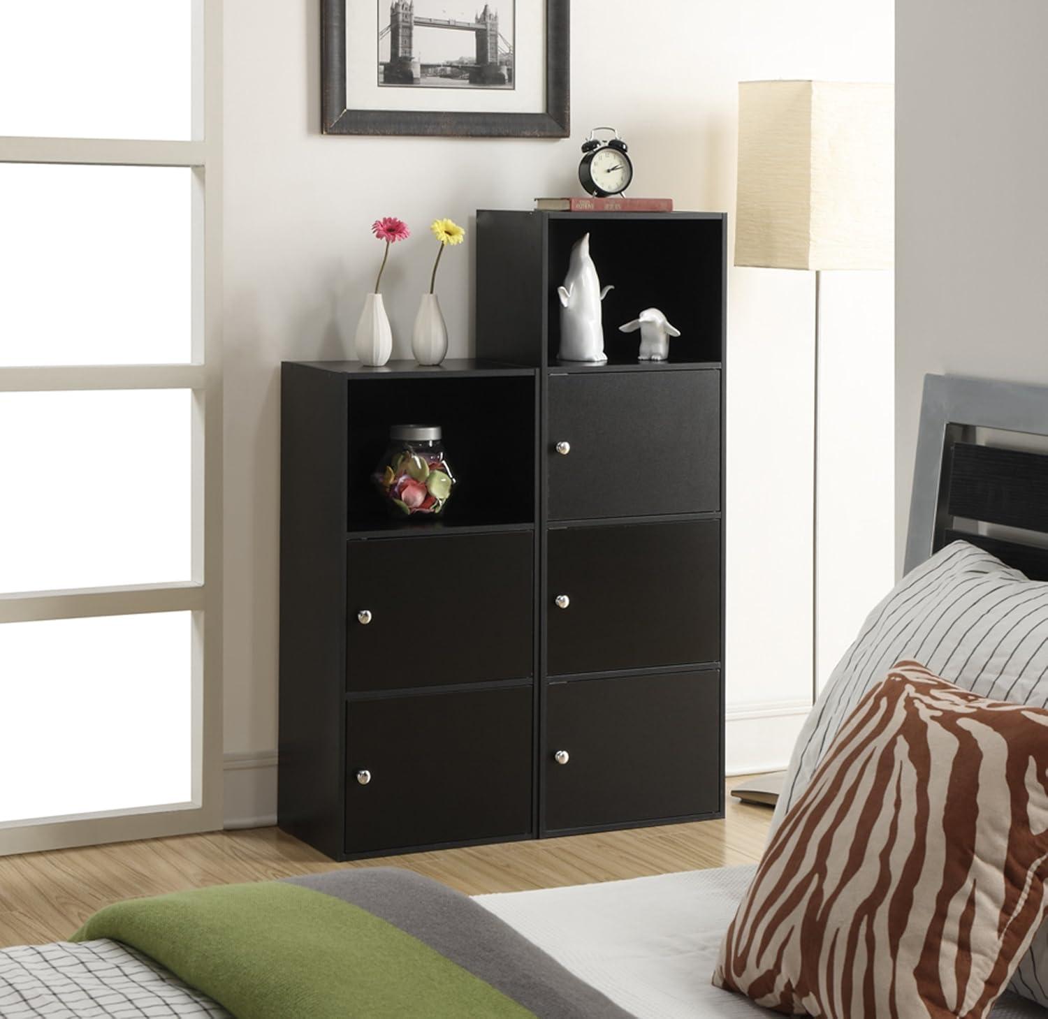 Black Compact Office Storage Cabinet with Chrome Knob