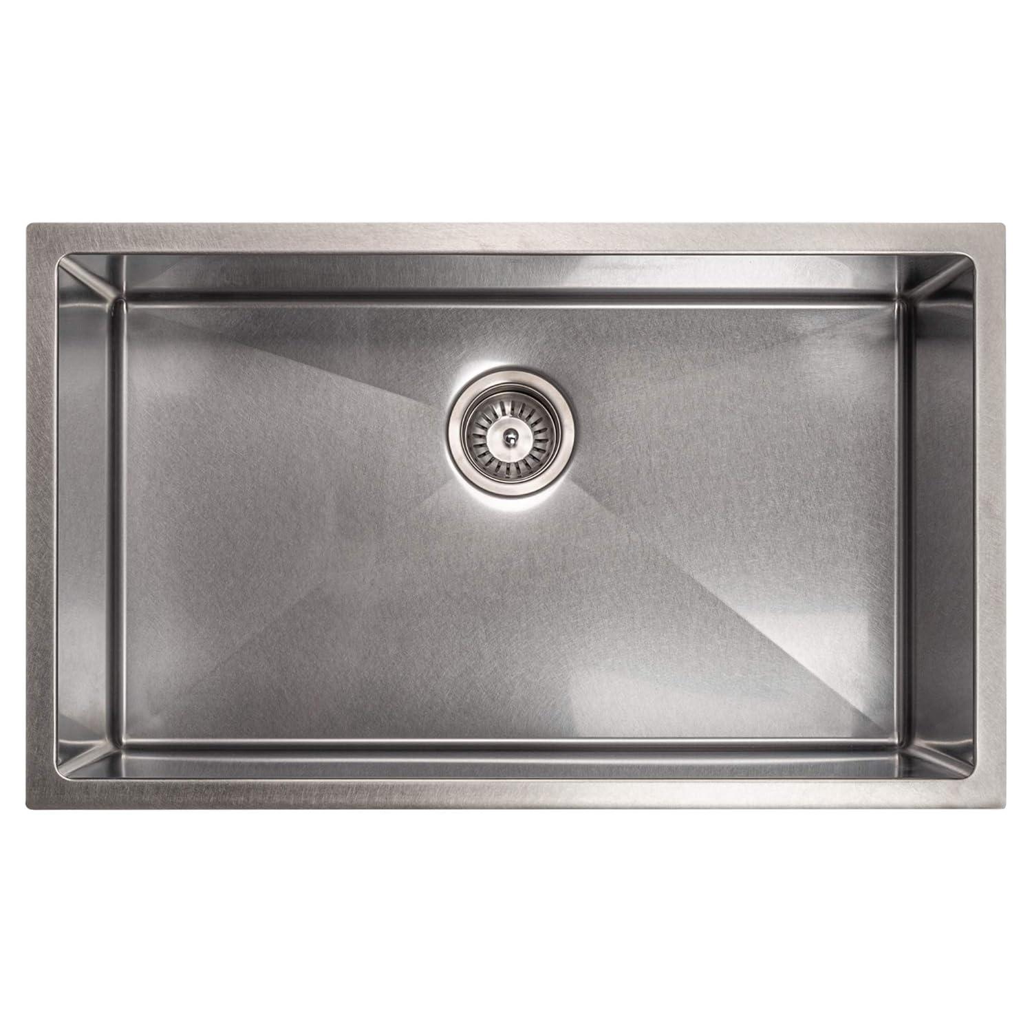 ZLINE 30 in. Meribel Undermount Single Bowl Satin Stainless Steel Kitchen Sink with Bottom Grid (SRS-30S)