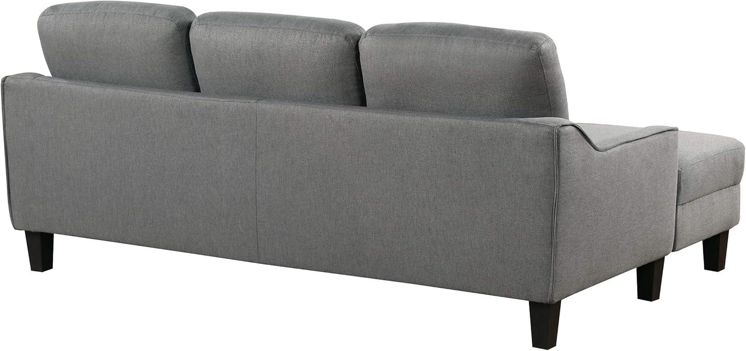 Twin Gray Fabric Sleeper Sectional with Metal Legs & Pillow-top Arm