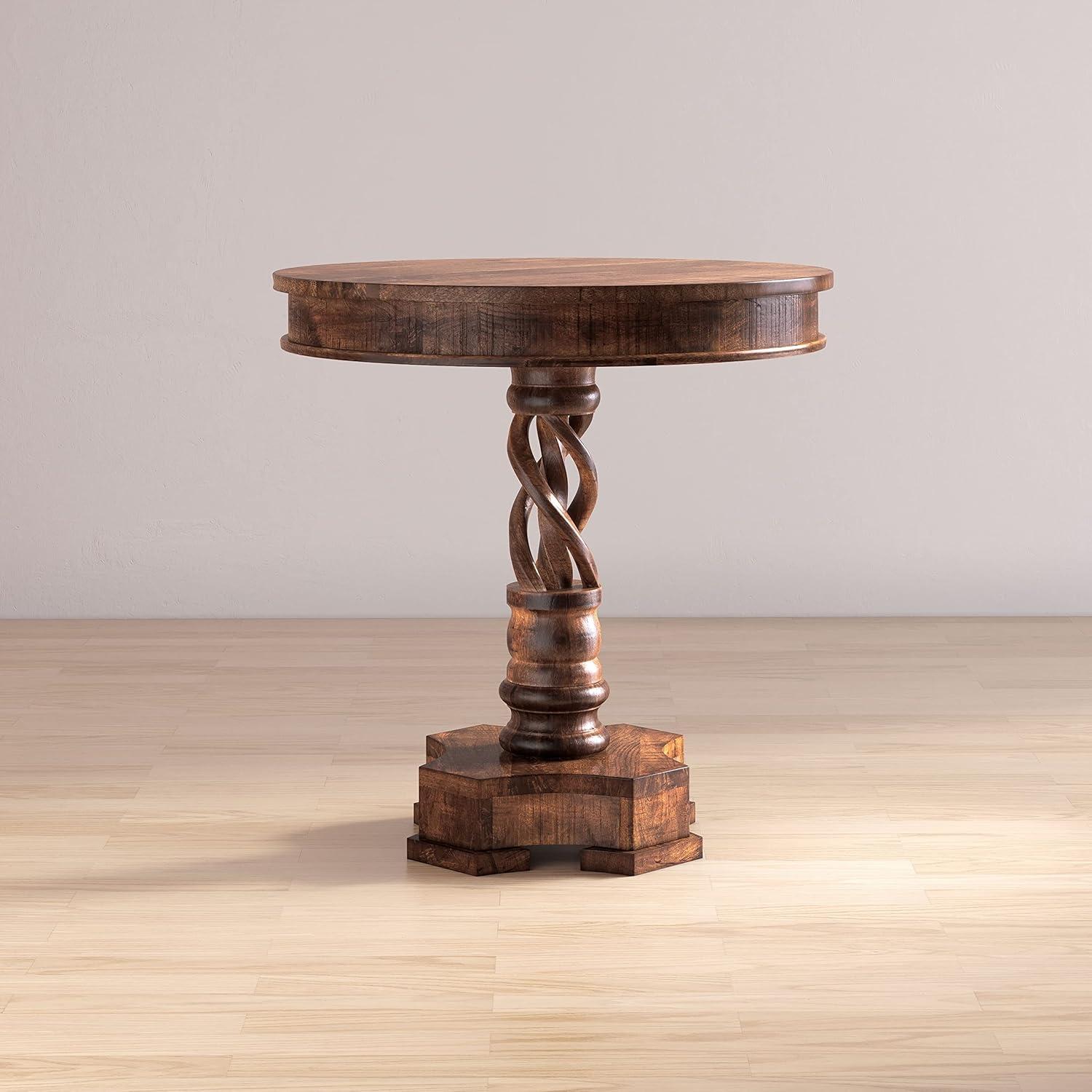 Jofran, Global Archive Hand Carved Solid Mango Wood Pedestal Table