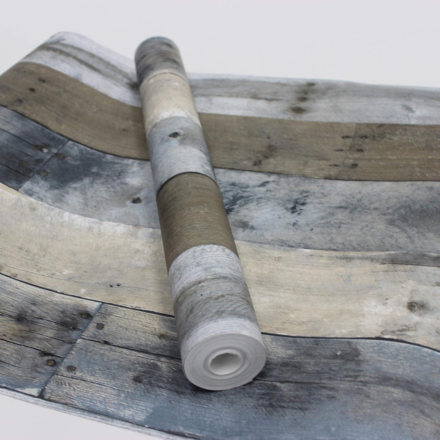 Tempaper & Co.® Repurposed Wood Removable Peel and Stick Wallpaper, 28 sq ft: Vinyl Self-Adhesive Blue Wood Grain