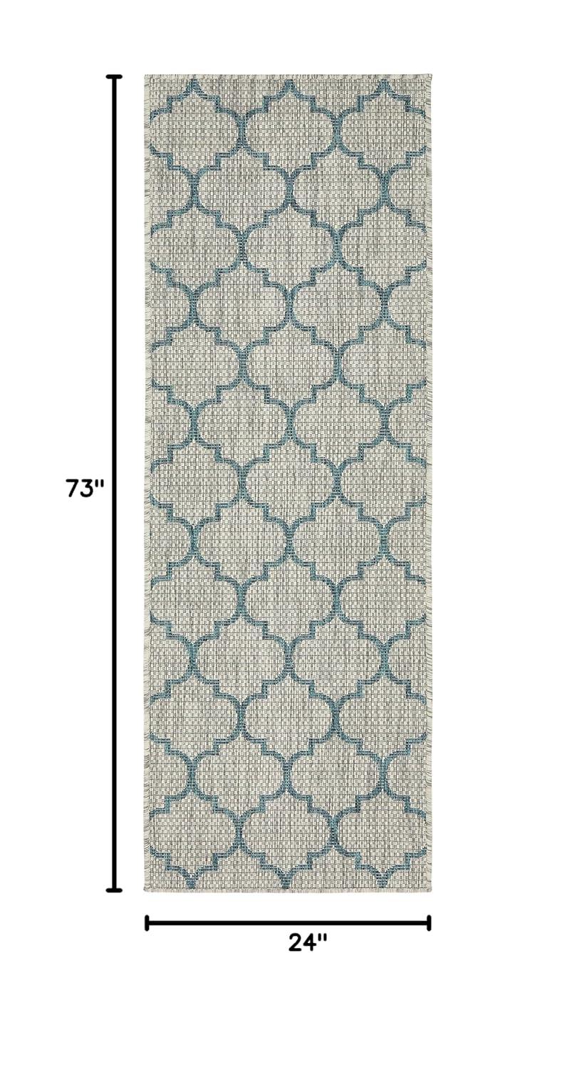Unique Loom 2' 0 x 6' 1 Runner Indoor/Outdoor Trellis Gray Runner Rug