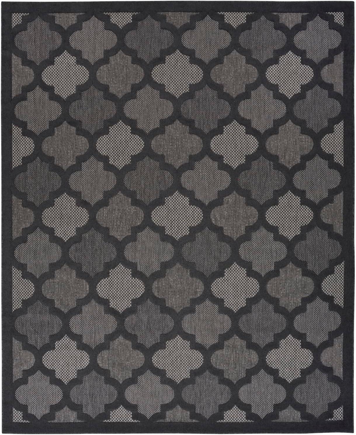 Charcoal Black Trellis 8' x 10' Rectangular Easy Care Rug