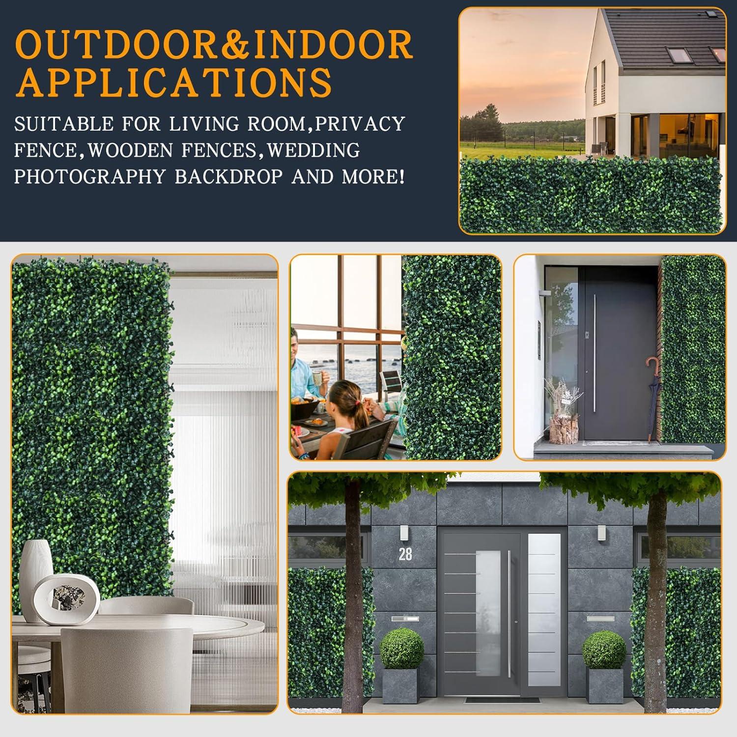 10" x 10" Artificial Boxwood Greenery Wall Panels for Indoor and Outdoor