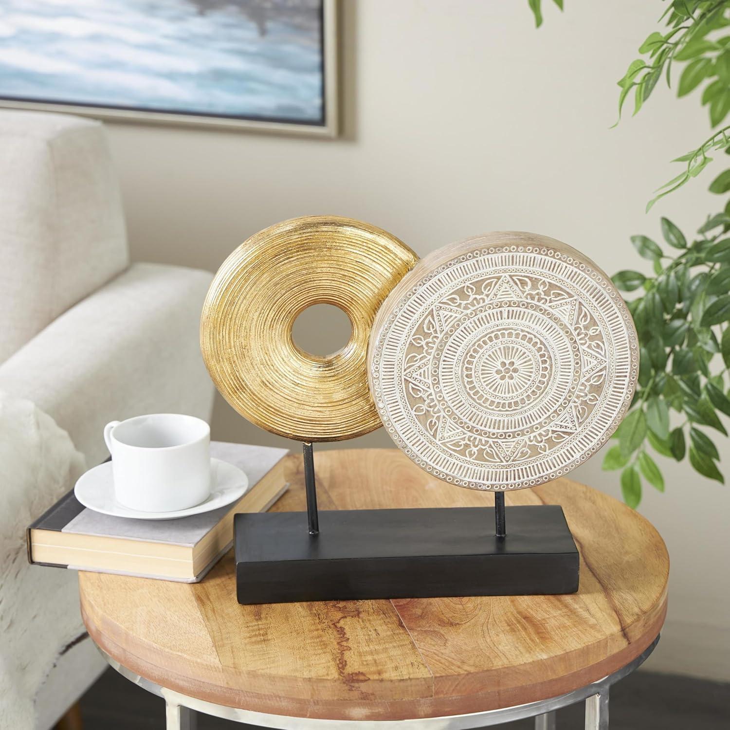 5" x 14" Gold Metal Geometric Sculpture, by DecMode