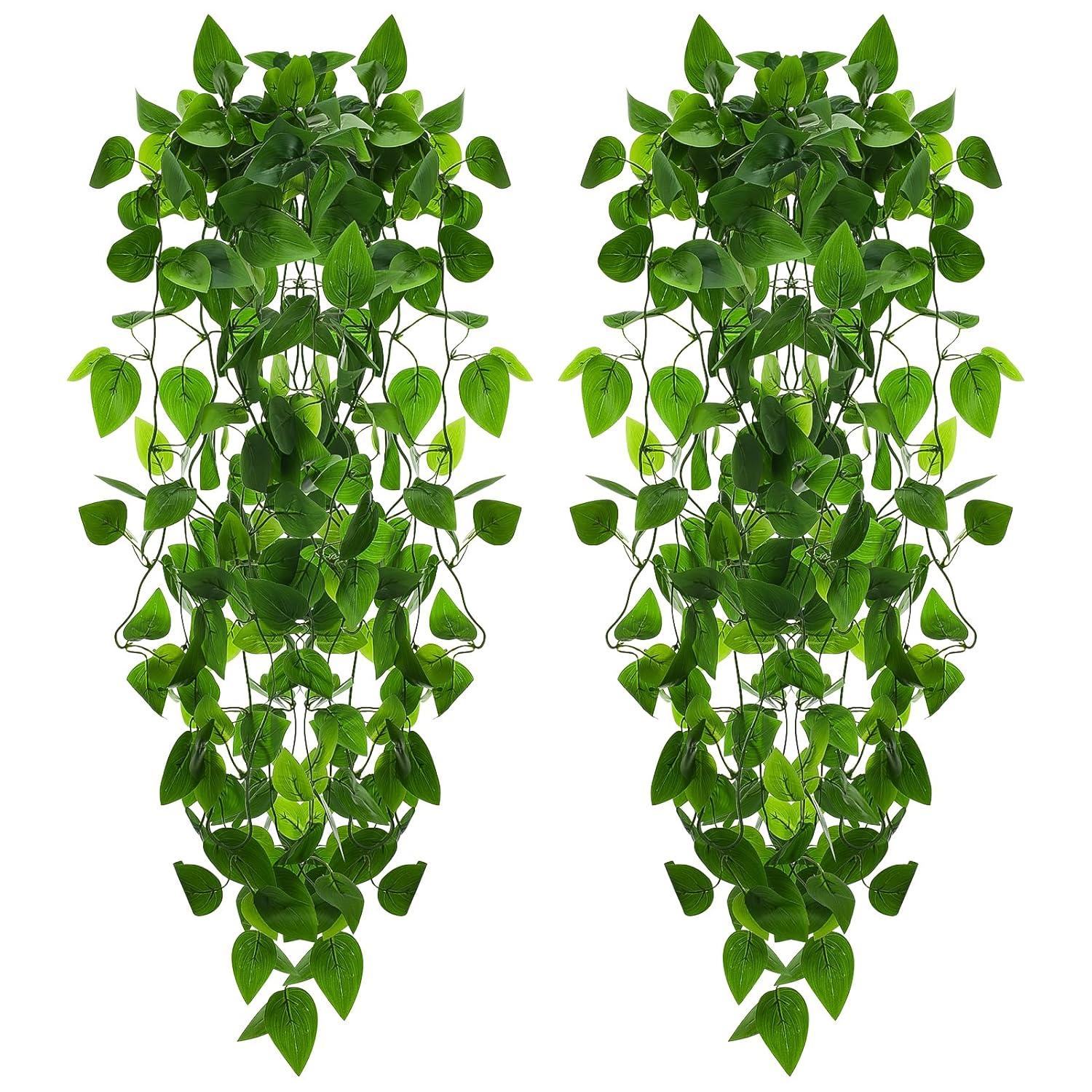 Ophelia & Co. Fake Hanging Plants Vines(2Pcs) Artificial Ivy Greenery Garlands For Home Bedroom Living Aesthetic Indoor,Outdoor Farmhouse Decorations(No Basket)