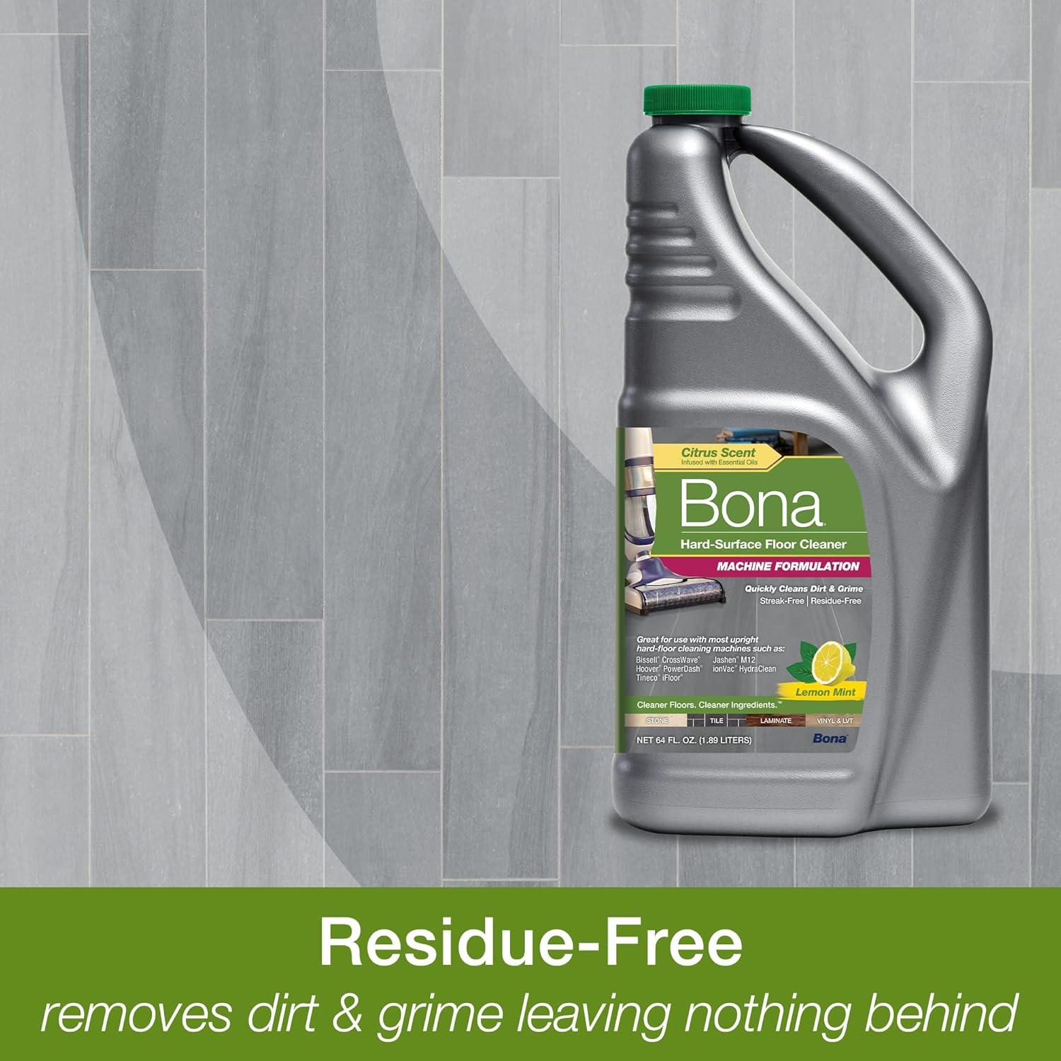 Bona® Hard-Surface Floor Cleaner - Hard-Floor Cleaning Machine Formulation, Lemon Mint, 64 fl oz