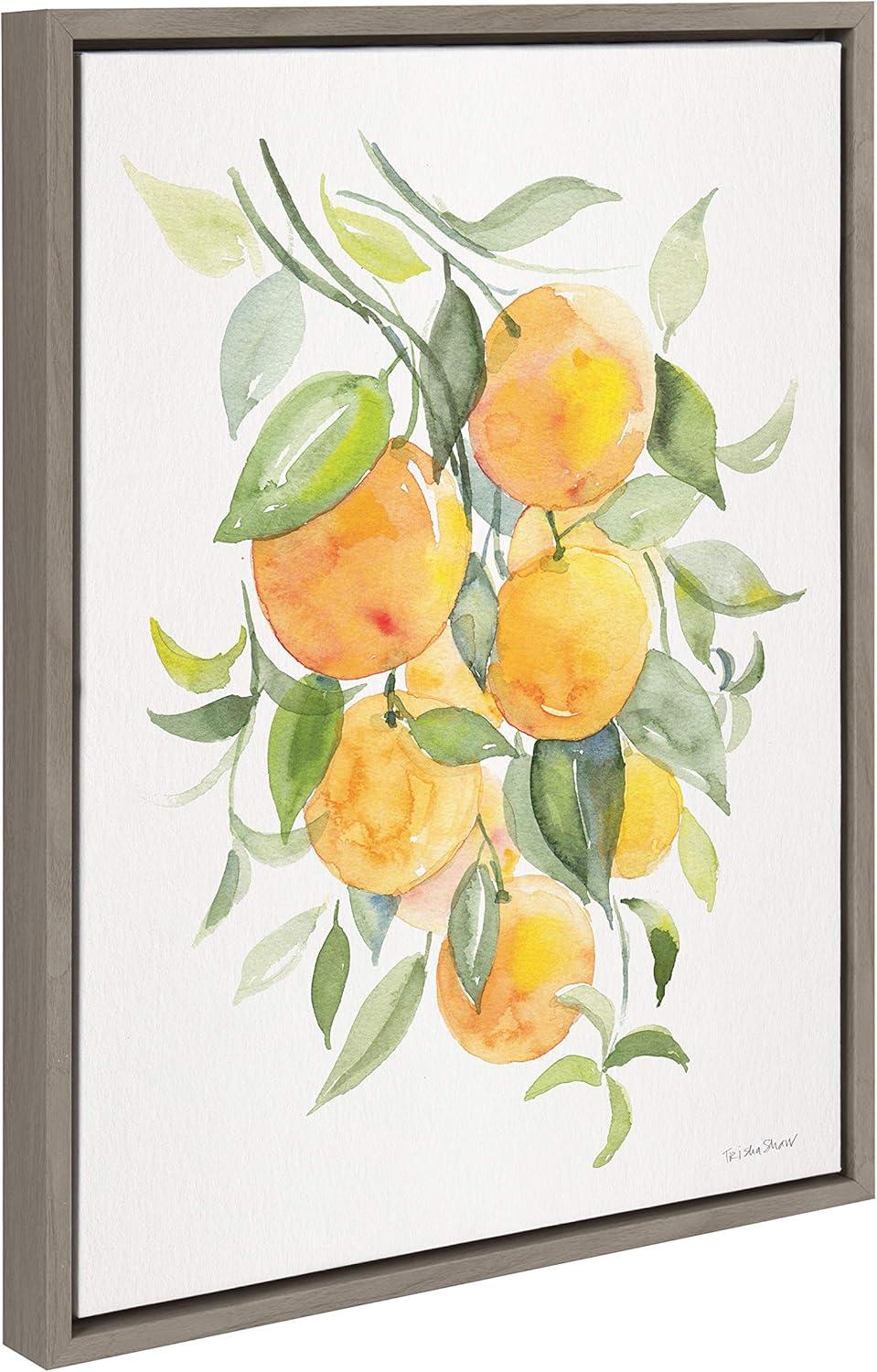 18" x 24" Sylvie Orange Citrus Framed Canvas by Patricia Shaw Gray - Kate & Laurel All Things Decor: Modern Wall Decor, Digital Art