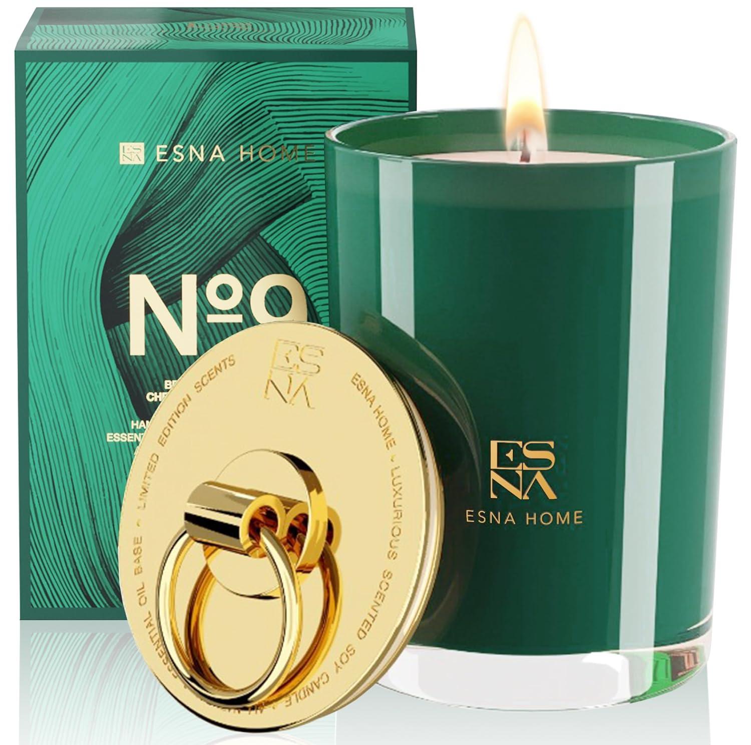 ESNA HOME Luxury Scented Candles | Natural Soy 8.8oz 50 Hour Long Burning Lavender & Sandalwood Aromatherapy Candles for Stress Relief & Housewarming Gifts