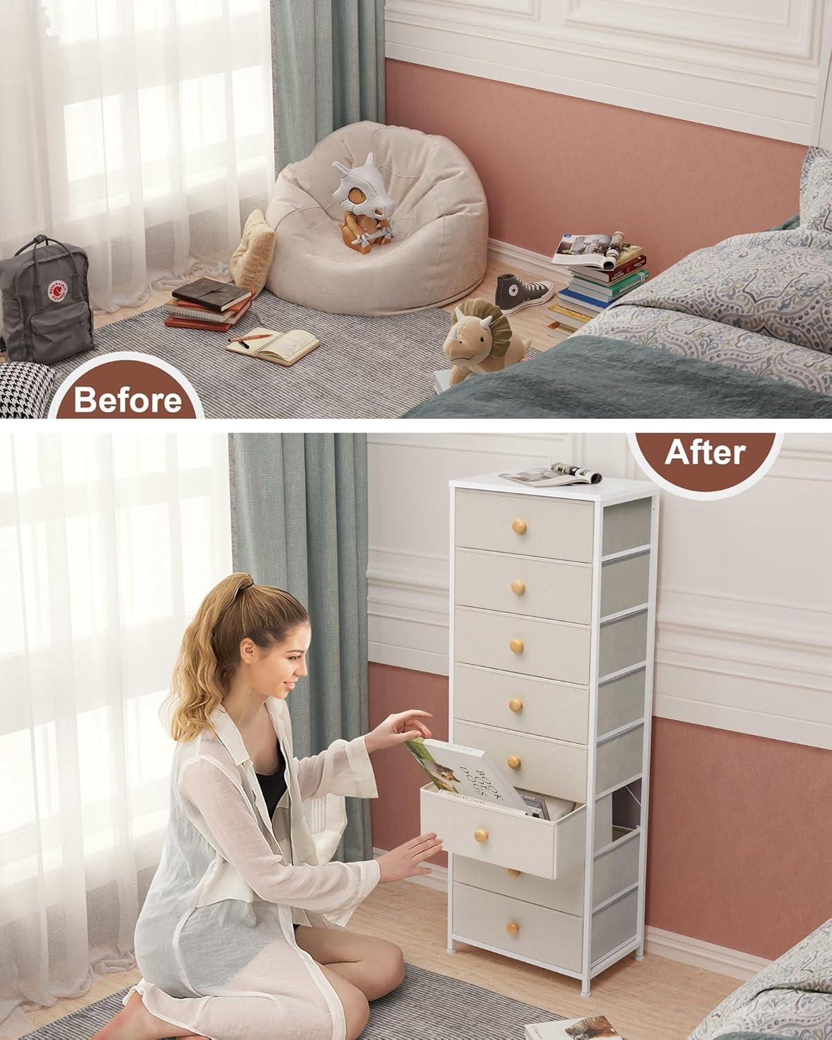 Crestlive Products 7 Drawers dresser for bedroom Chest Furniture Storage Tower Organizer Unit for Bedroom Beige