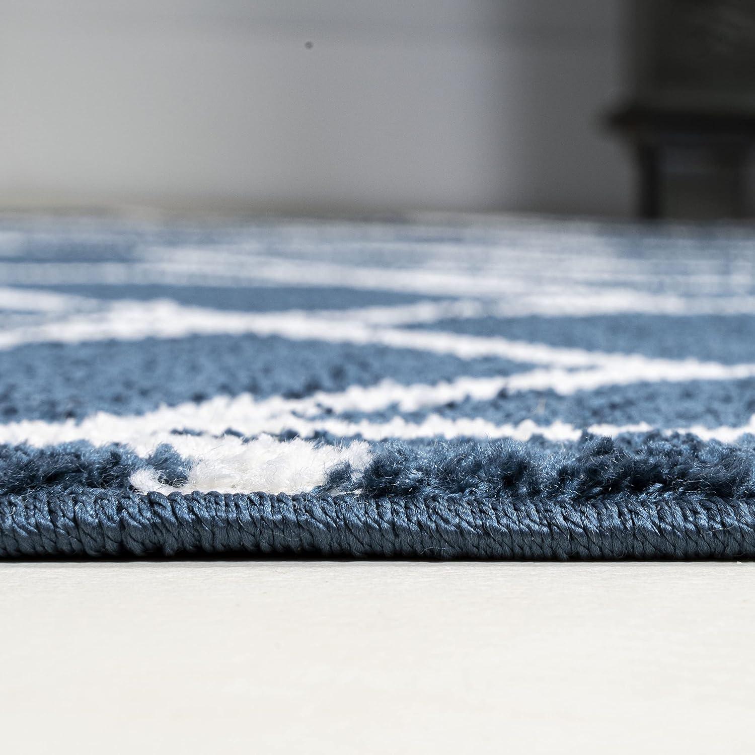 3'x5' Tumbling Blocks Modern Geometric Area Rug, Navy/White - JONATHAN Y