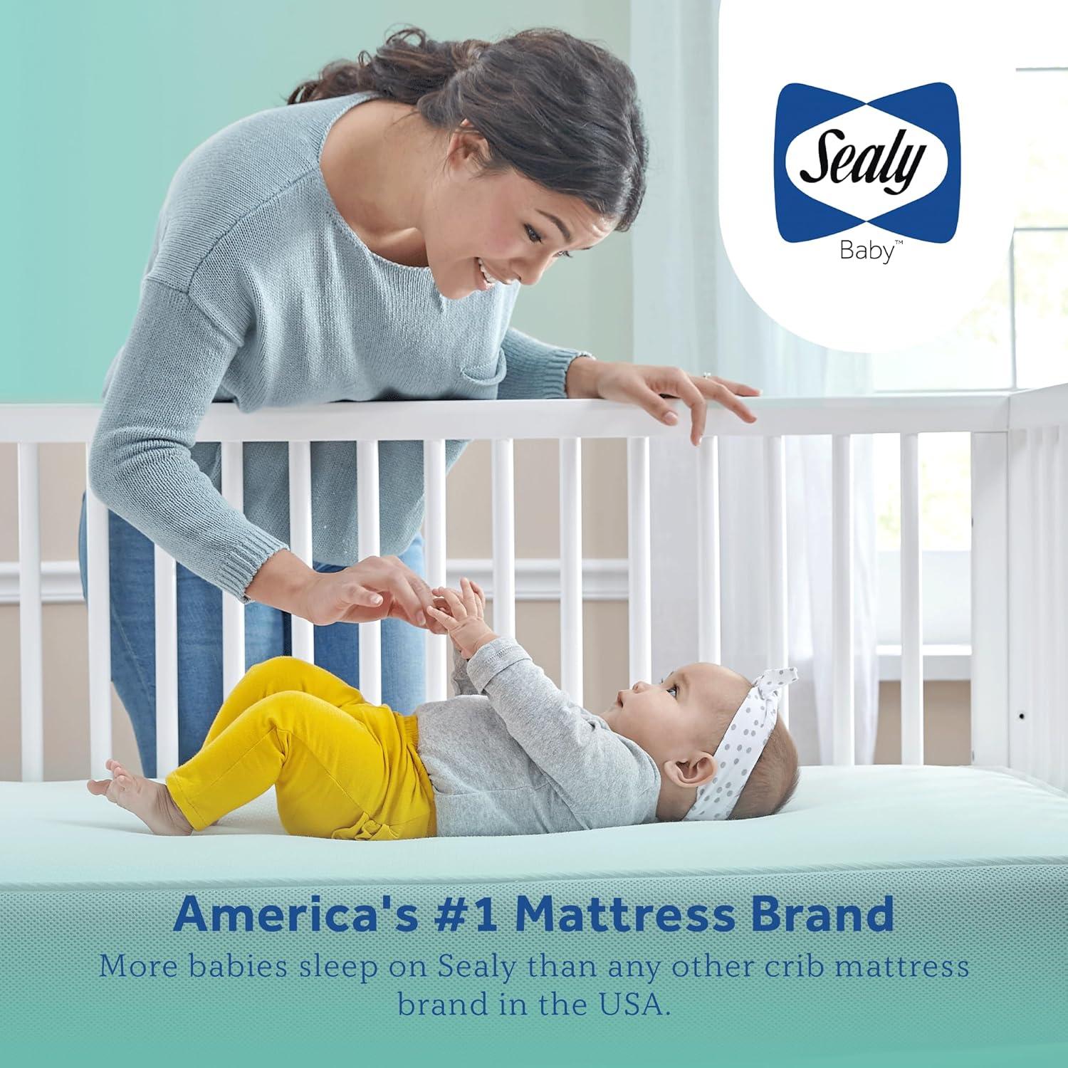 Sealy Baby OptiCool 2-Stage Premium Waterproof Baby Crib Mattress & Toddler Bed Mattress, GREENGUARD Gold Certified, 52" x 28"