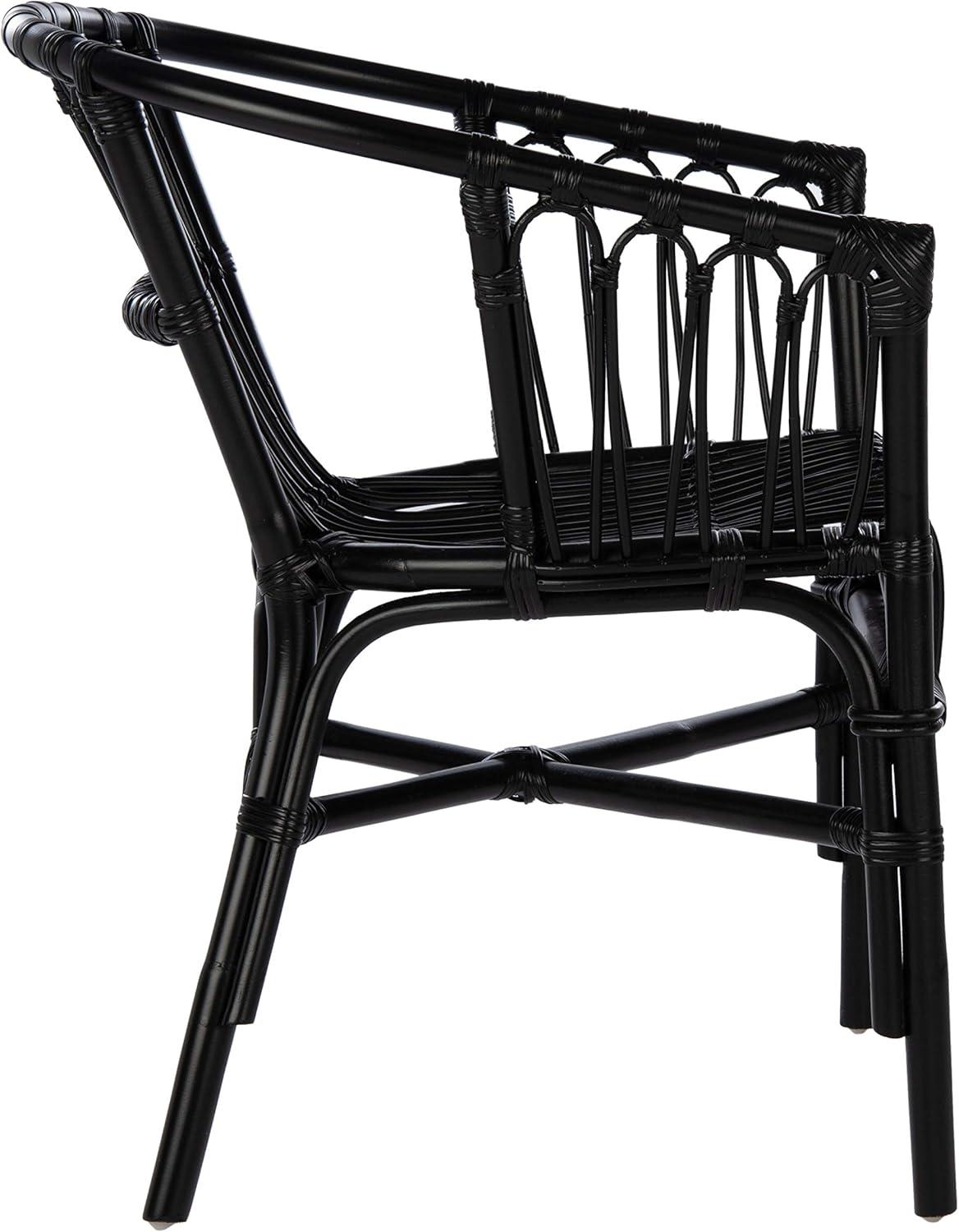 SAFAVIEH Adriana Solid Rattan Armchair, Black, Set of 2