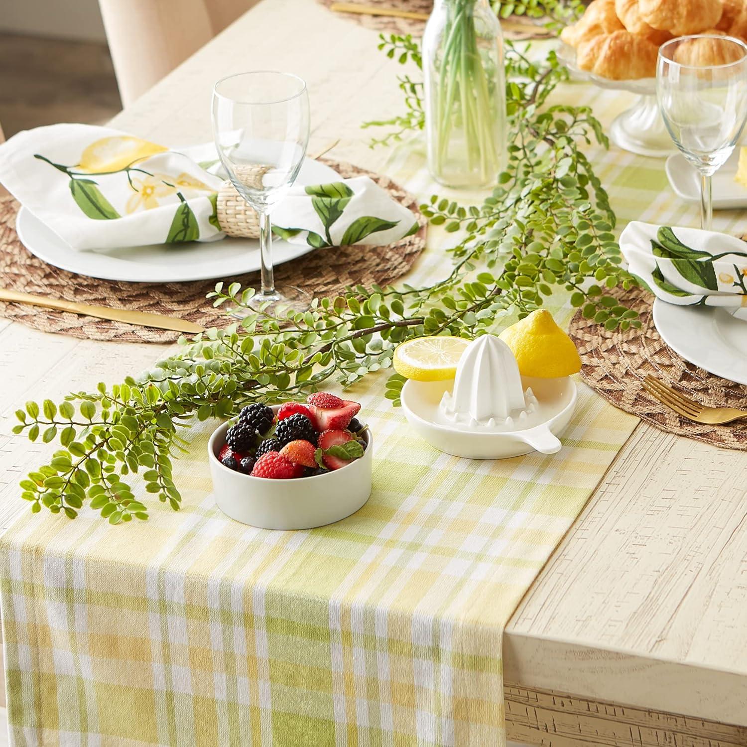 Lemon Bliss Plaid Table Runner 14x108