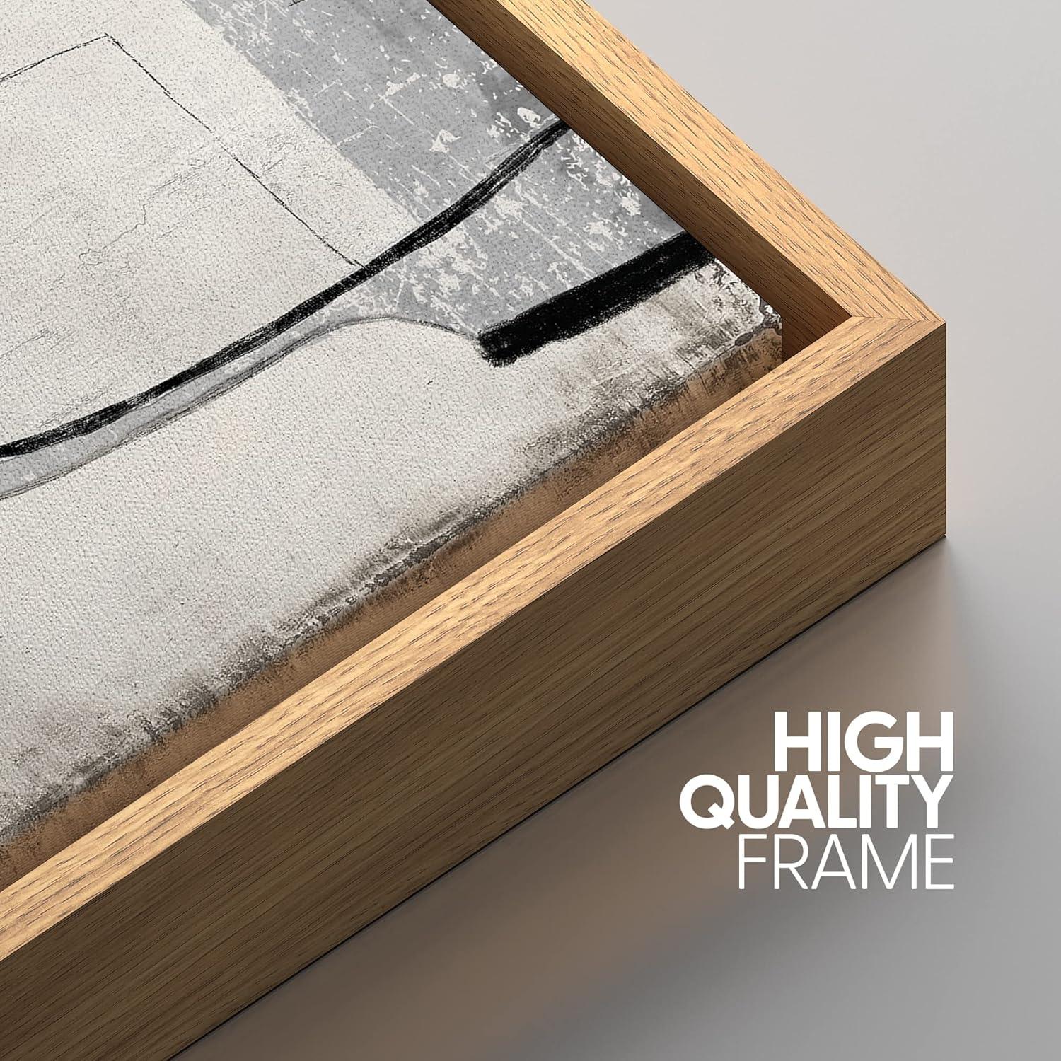 IDEA4WALL Geometric Line " IDEA4WALL Framed Canvas Print Wall Art Grunge Retro Industrial Geometric Color Field Abstract Shapes Illustrations Modern Decorative Contemporary For Living Room, Bedroom, Office "