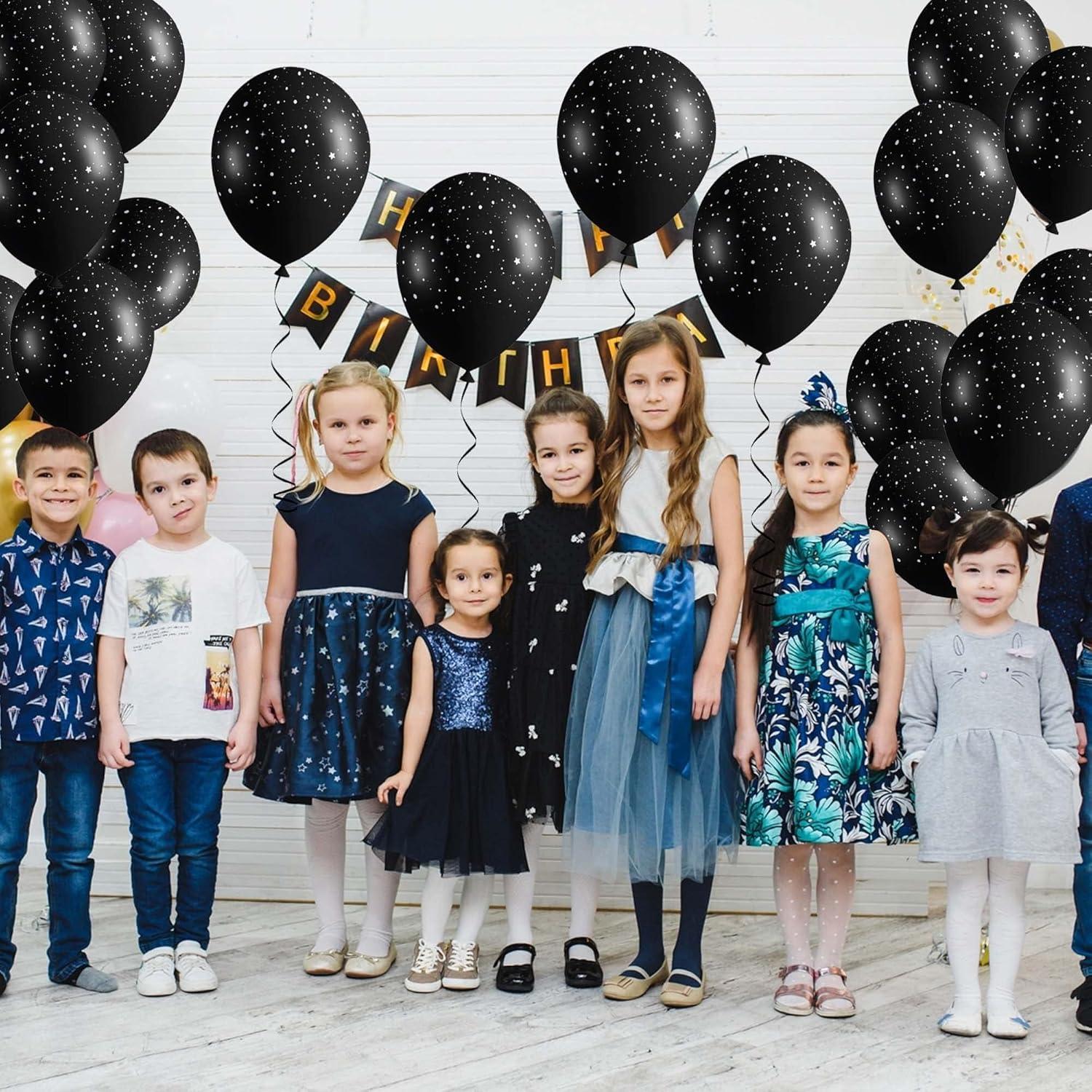 40Pcs Galaxy Balloons for Boys Galaxy Birthday Party Decorations Outer Space Themed Party Supplies Black Star Latex Balloon Garland Black and White Balloons for Kids