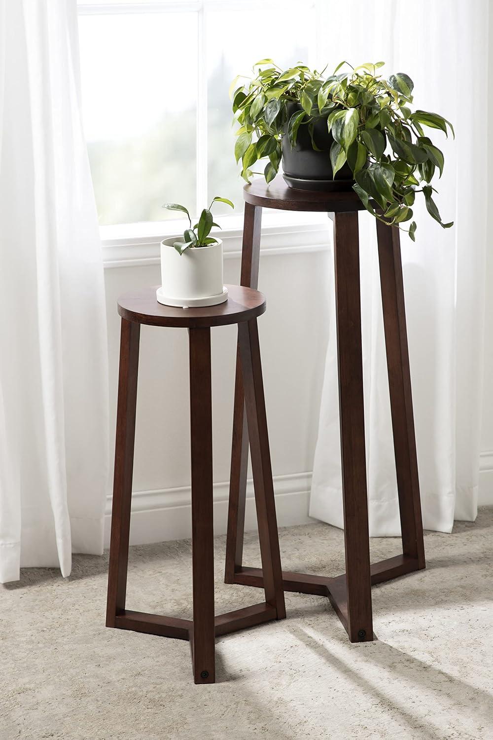 Kate and Laurel Rioux Round Wood Nesting Table, 2 Piece, Walnut Brown