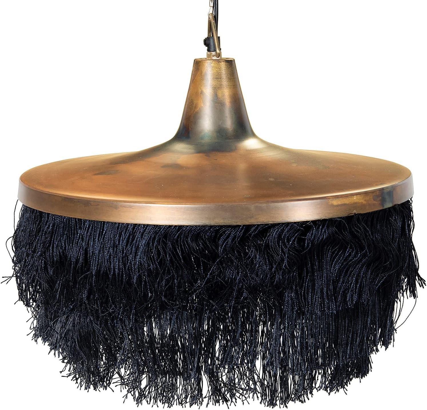 Creative Co-Op Creative Co-Op Modern Boho Metal Ceiling Light with Fringe, Charcoal