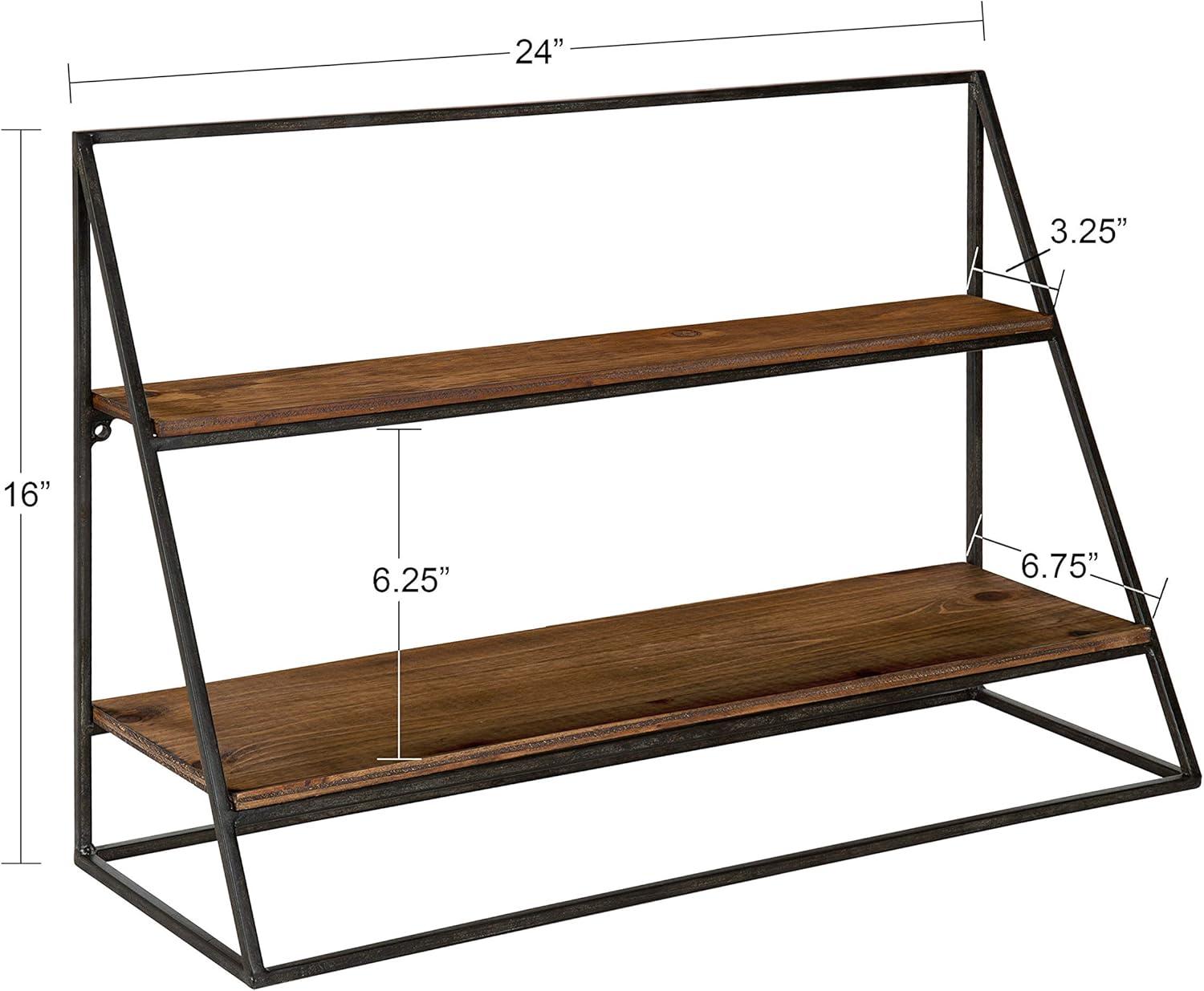 Kate and Laurel Lander Rectangle Metal Accent Shelf, 24x8x16, Brown