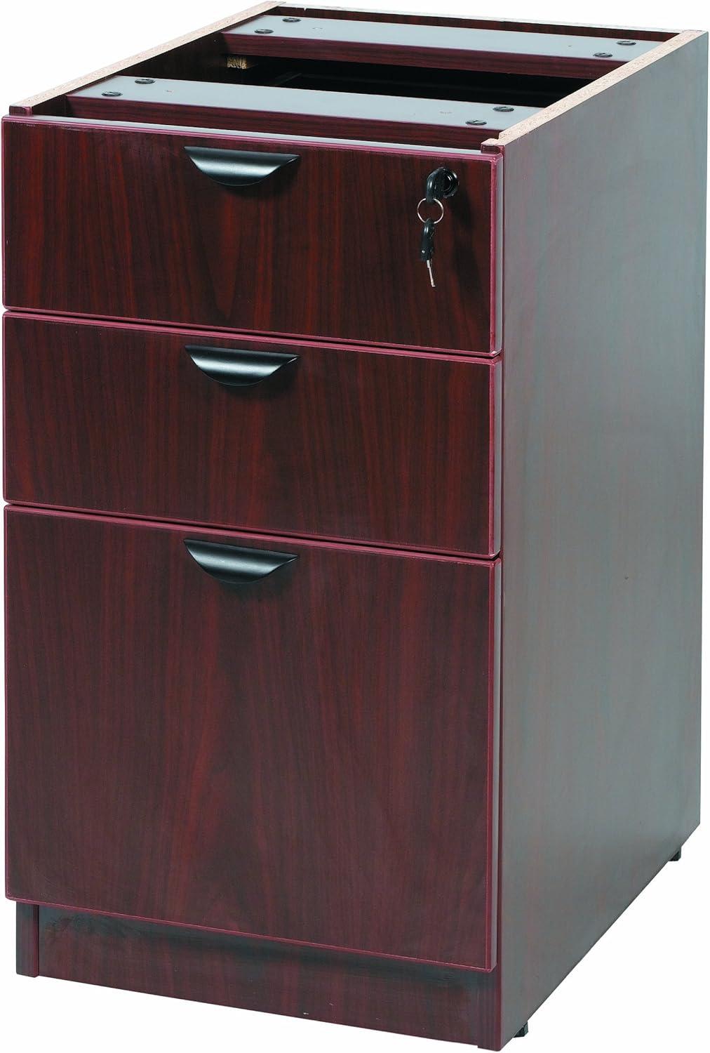 Boss Office Products Holland Series Executive U-Shaped Desk With File Storage Pedestal And Hutch, Mahogany