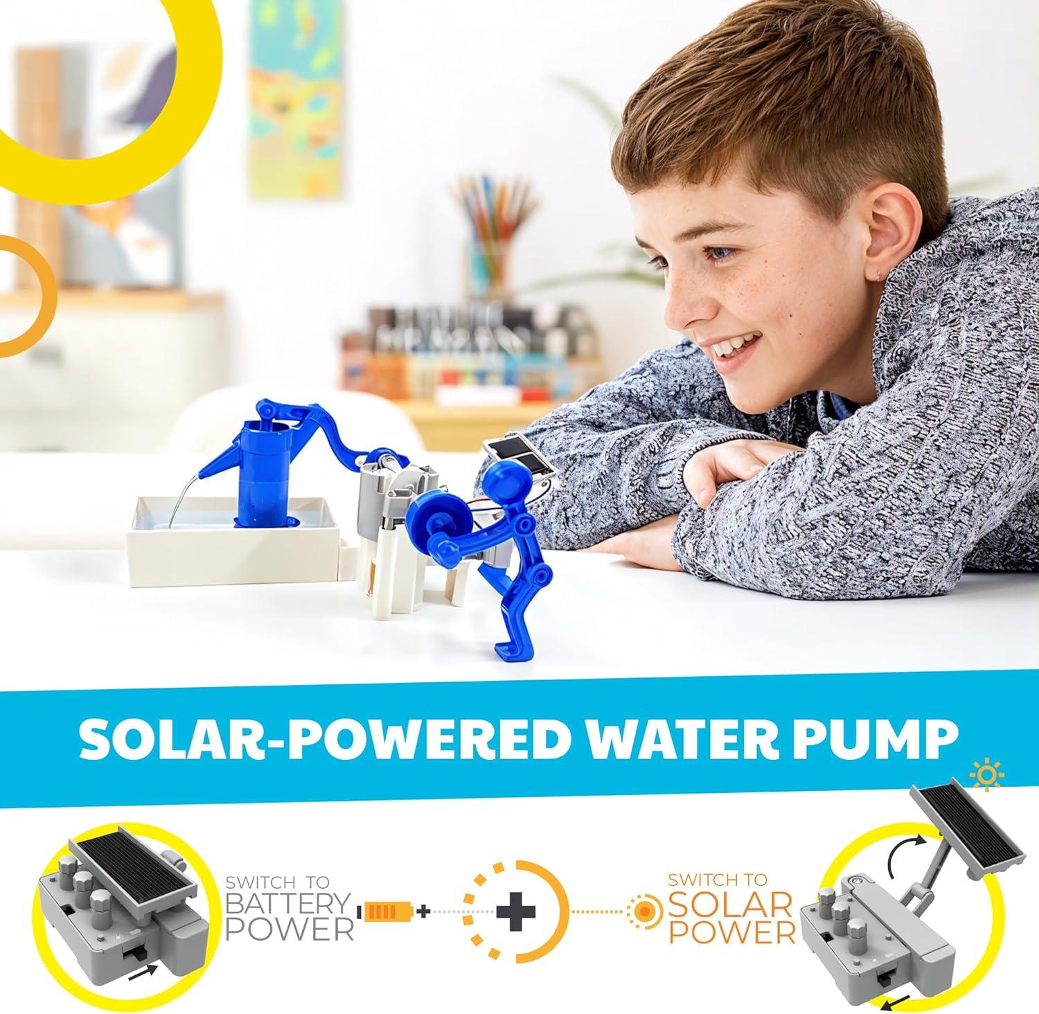 Hybrid Solar and Engine-Powered Water Pump Science Art Skill Toy Kit