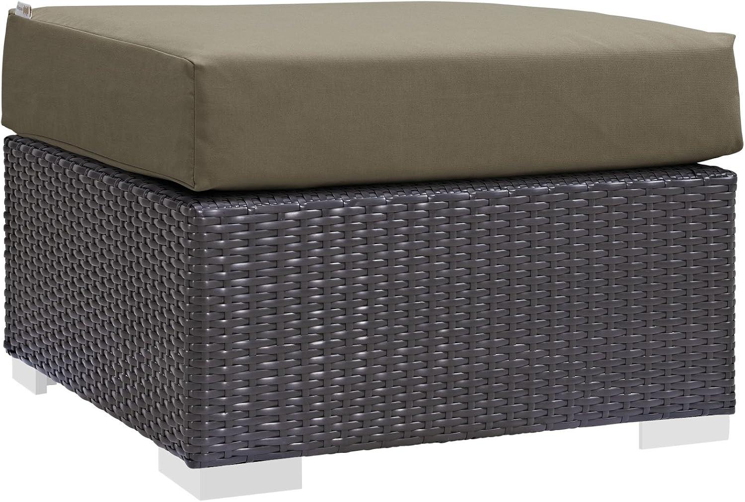 Modway Convene Outdoor Patio Fabric Square Ottoman in Espresso Mocha