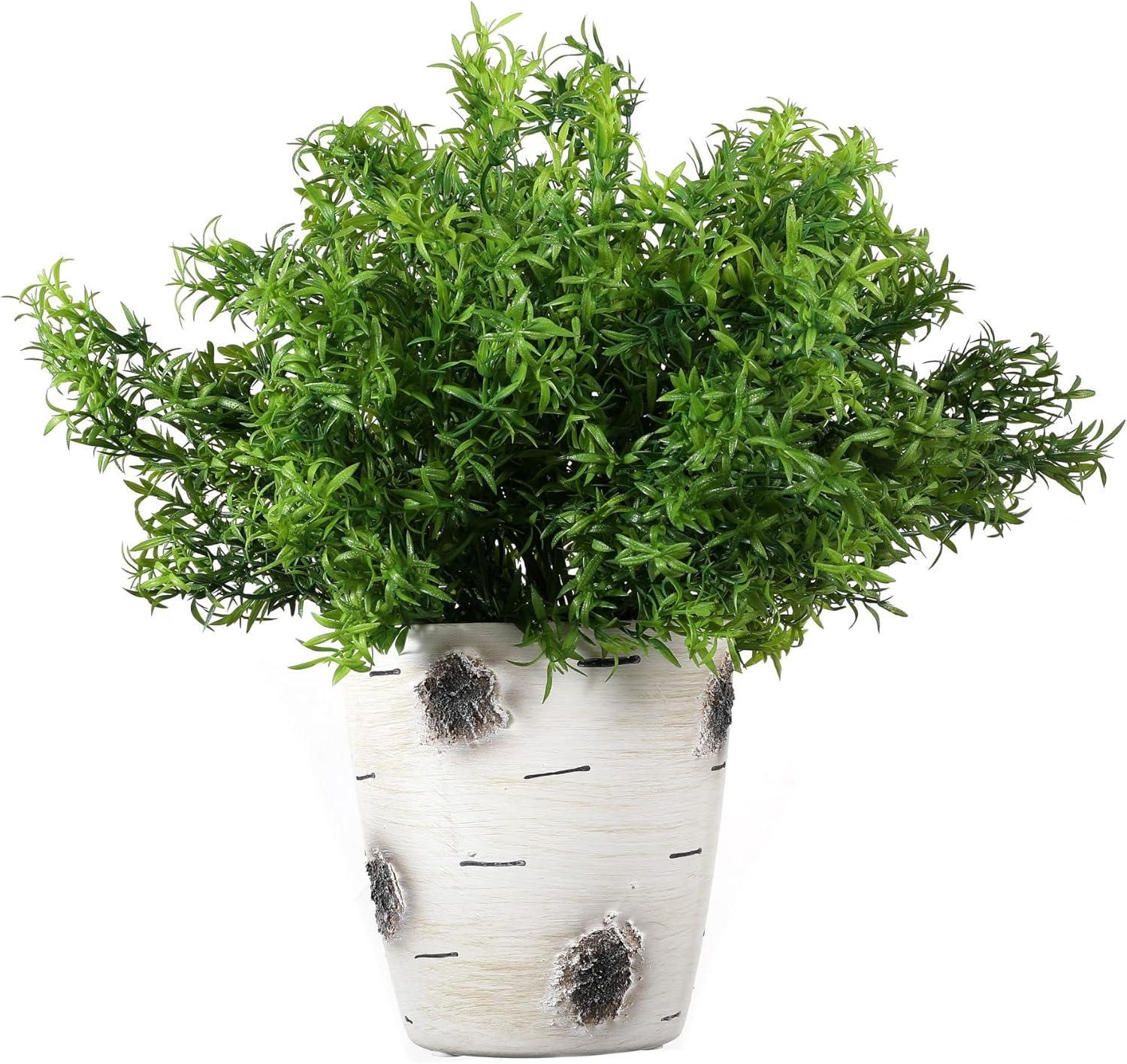 Asparagus Artificial Plants Real Touch Plastic Bush Greenery Faux Shrubs - 10pcs Bulk (Dark Green)
