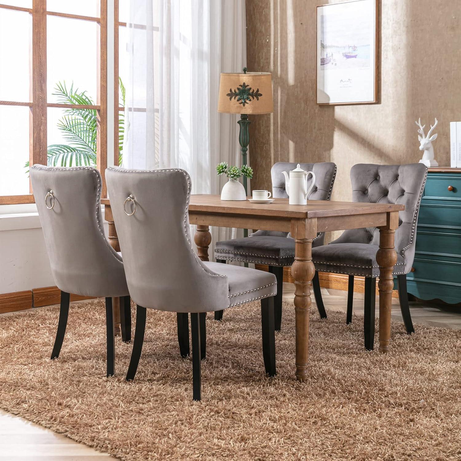 Rosdorf Park High-end Tufted Velvet Upholstered Nailhead Dining Chair