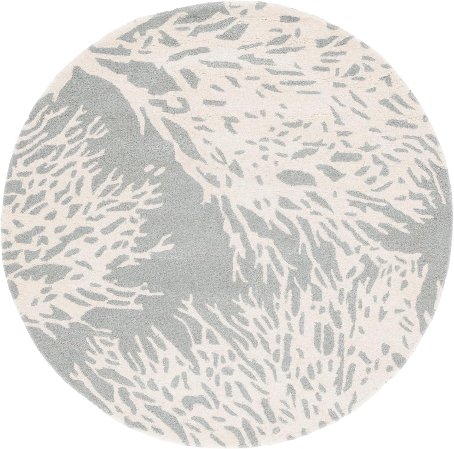 Bella BEL115 Hand Tufted Area Rug - Grey/Ivory - 5' Round - Safavieh.