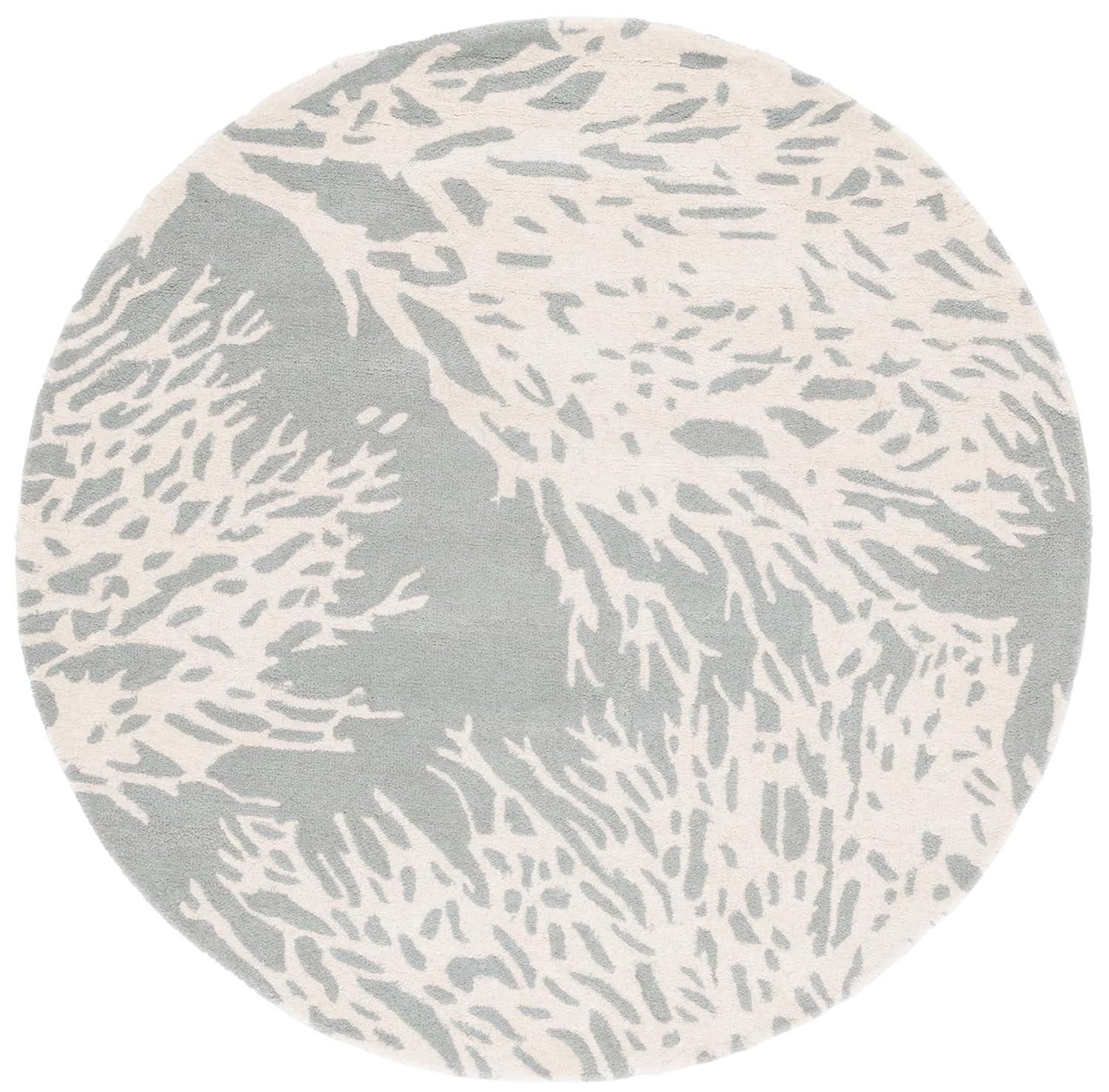 Bella BEL115 Hand Tufted Area Rug - Grey/Ivory - 5' Round - Safavieh.