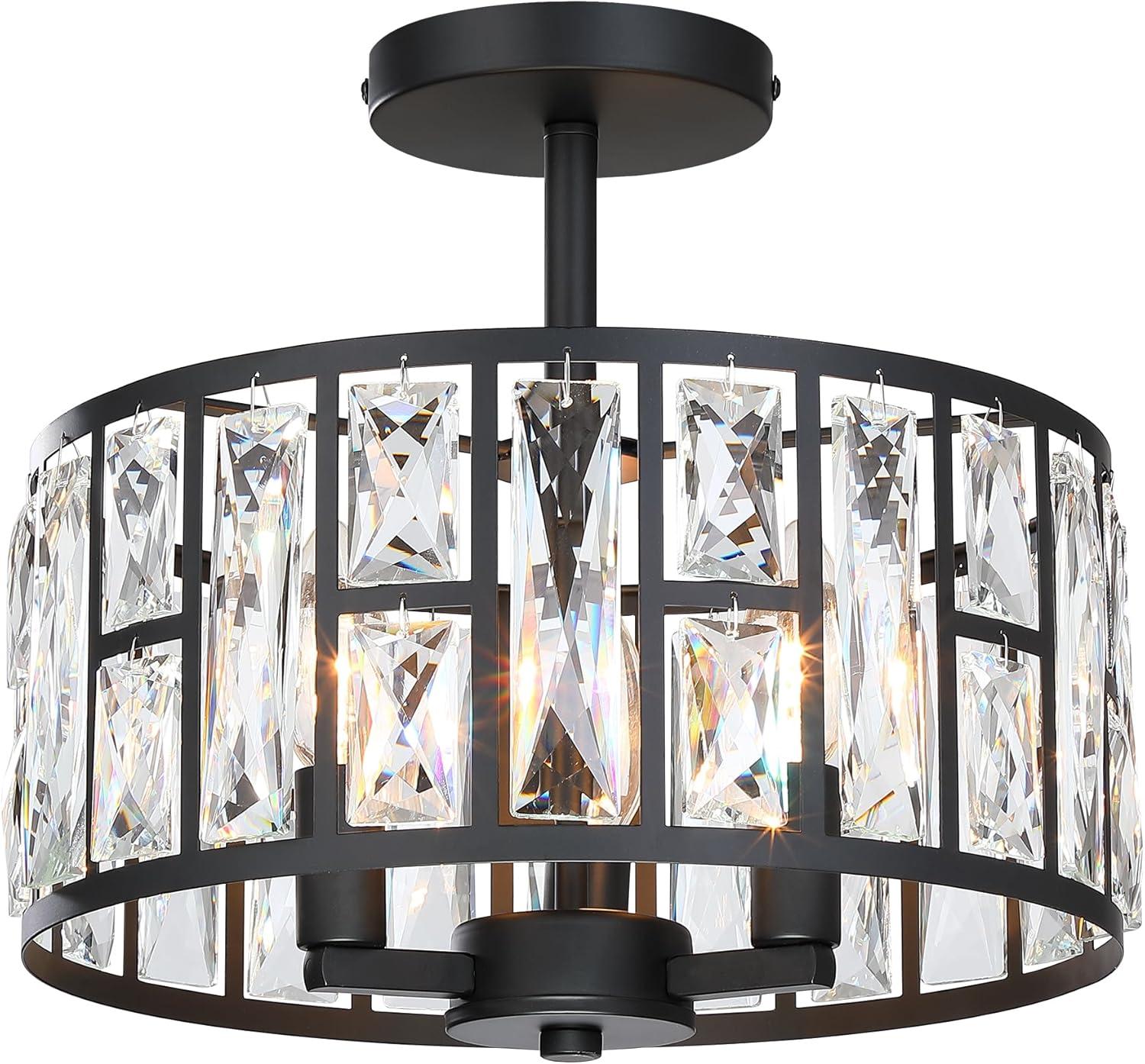 Mercer41 Kyersten 12" 3-Light Crystal Semi Flush Mount