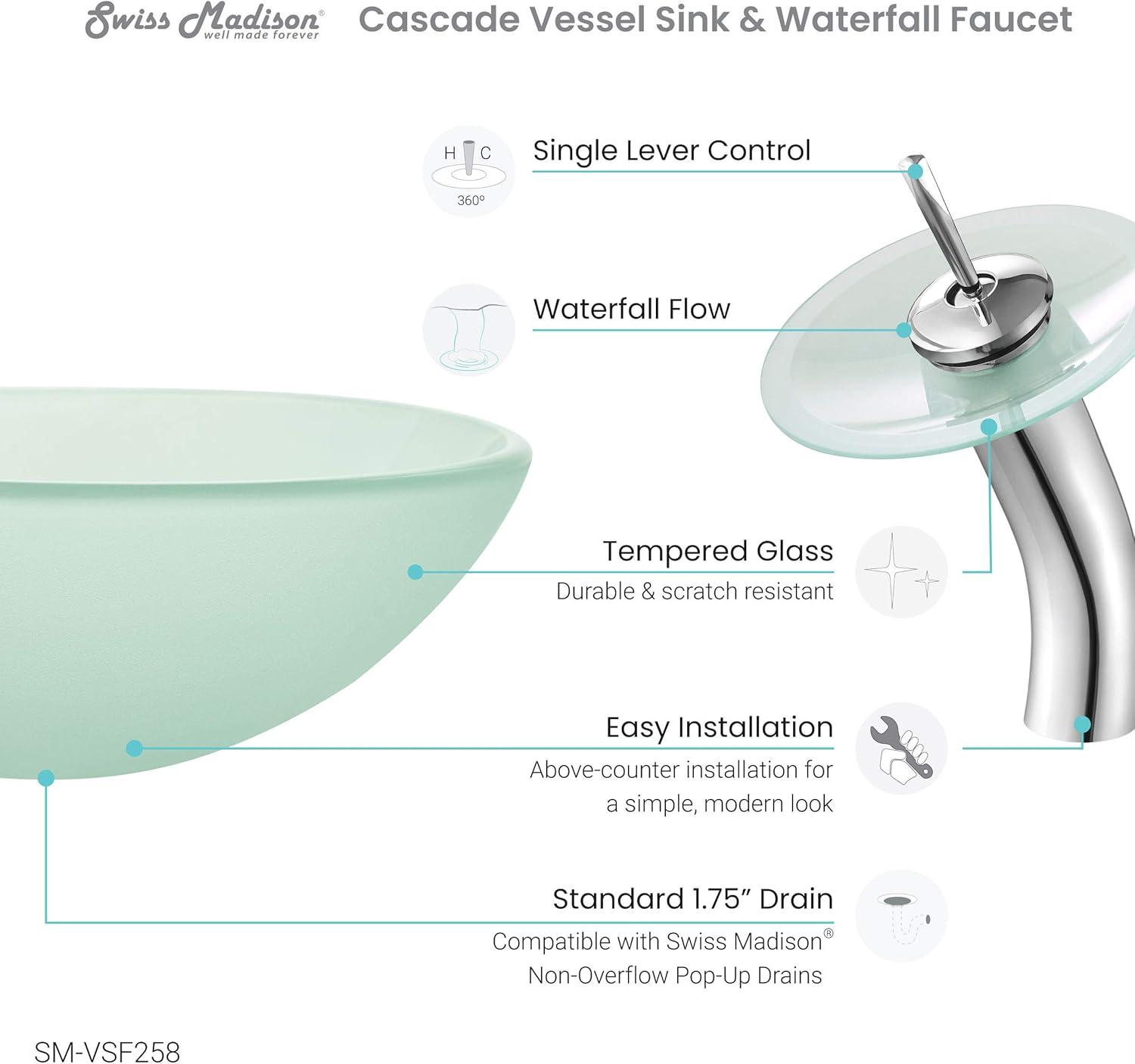 Cascade 16.5 Glass Vessel Sink with Faucet