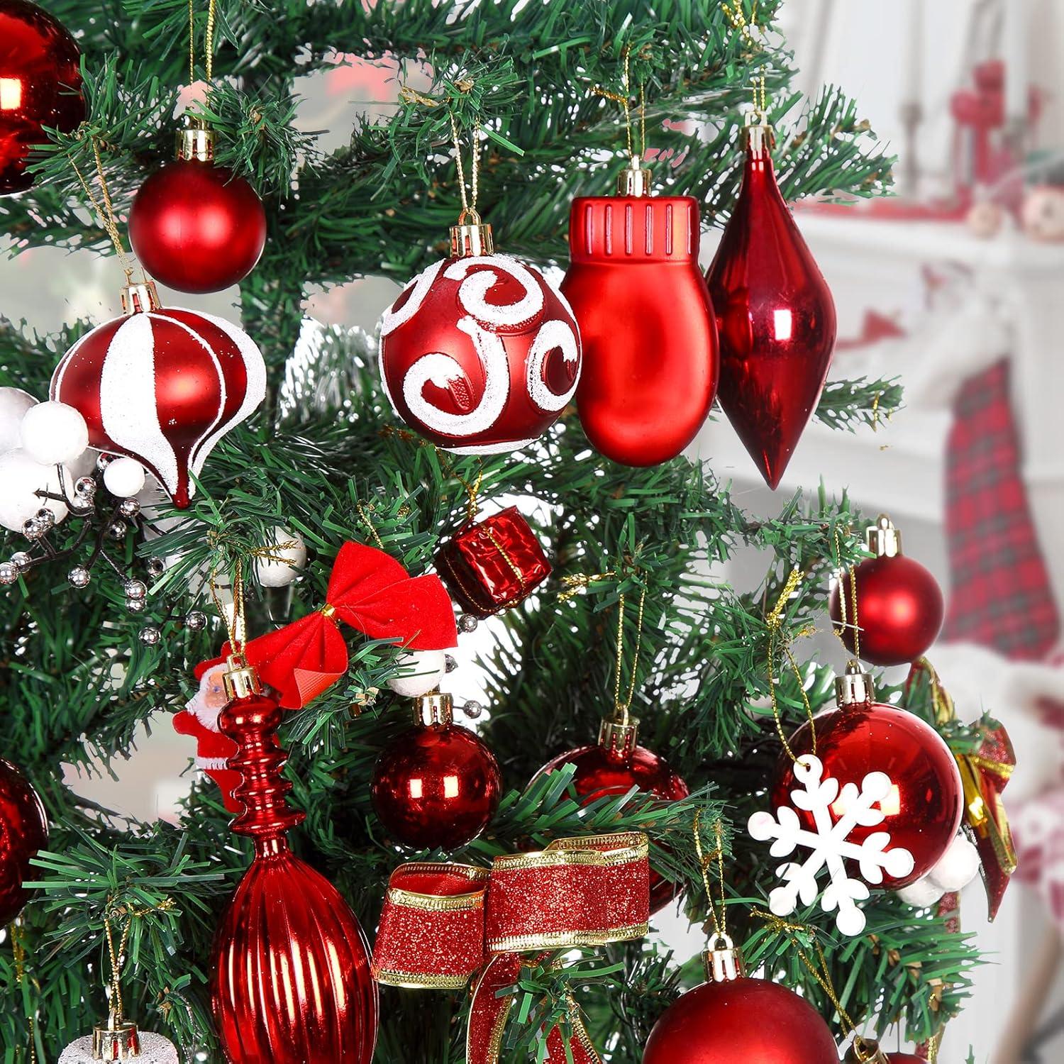 HauiWeiLyai Christmas Ball Ornaments 50pcs Christmas Tree Ornament Pendant Party Supplies Tree Hanging Plastic 1.6 Inch Savings