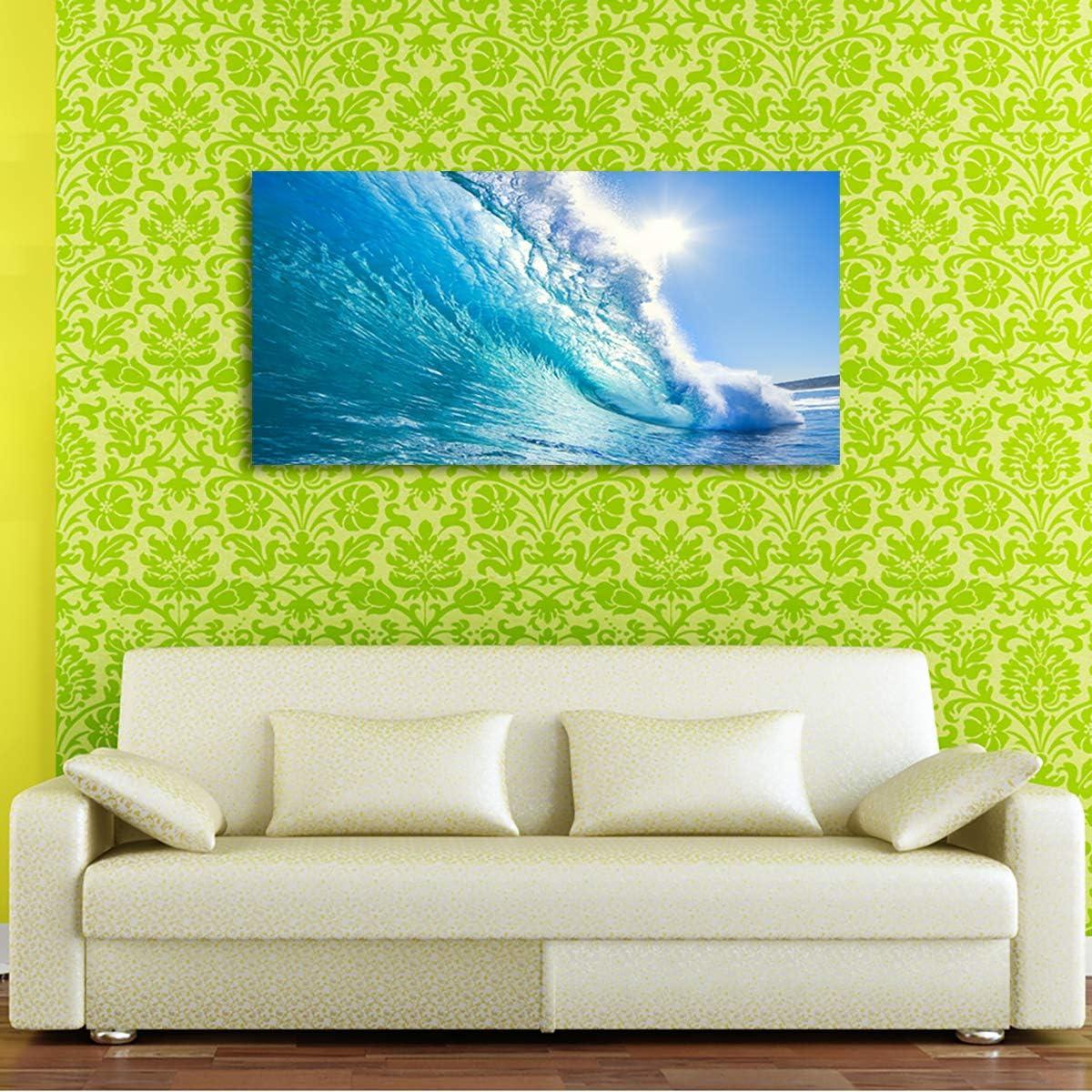 Blue Ocean Wave Surfing Sea Canvas Print, 48" x 24"