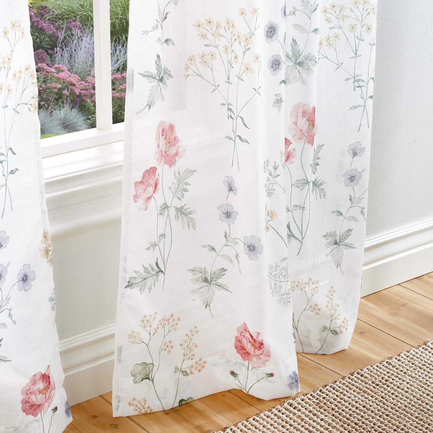 Martha Stewart, Martha's Garden Print 84" Curtain Sets,Poletop, Multi (Set of Two), Polyester, Adult