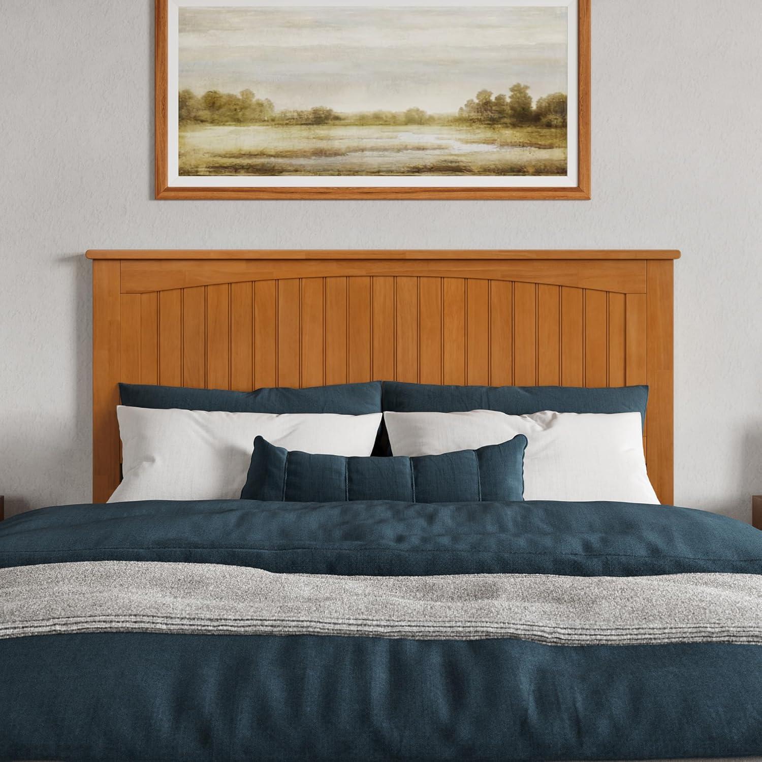 AFI Naples Queen Solid Wood Low Profile Platform Bed with Matching Footboard, Light Toffee